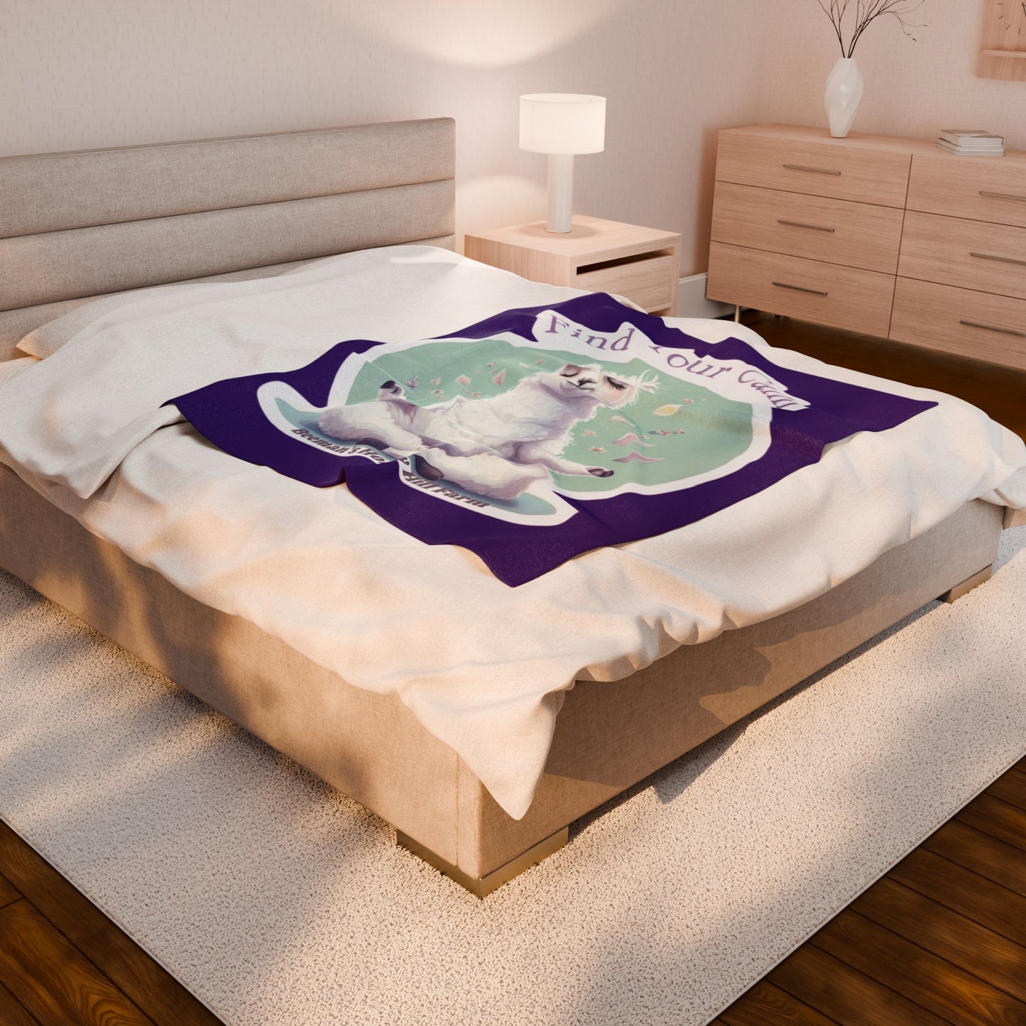 Find Your Calm Alpaca - Cozy Farmhouse Plush Blanket - Perfect for Home Decor & Gifting