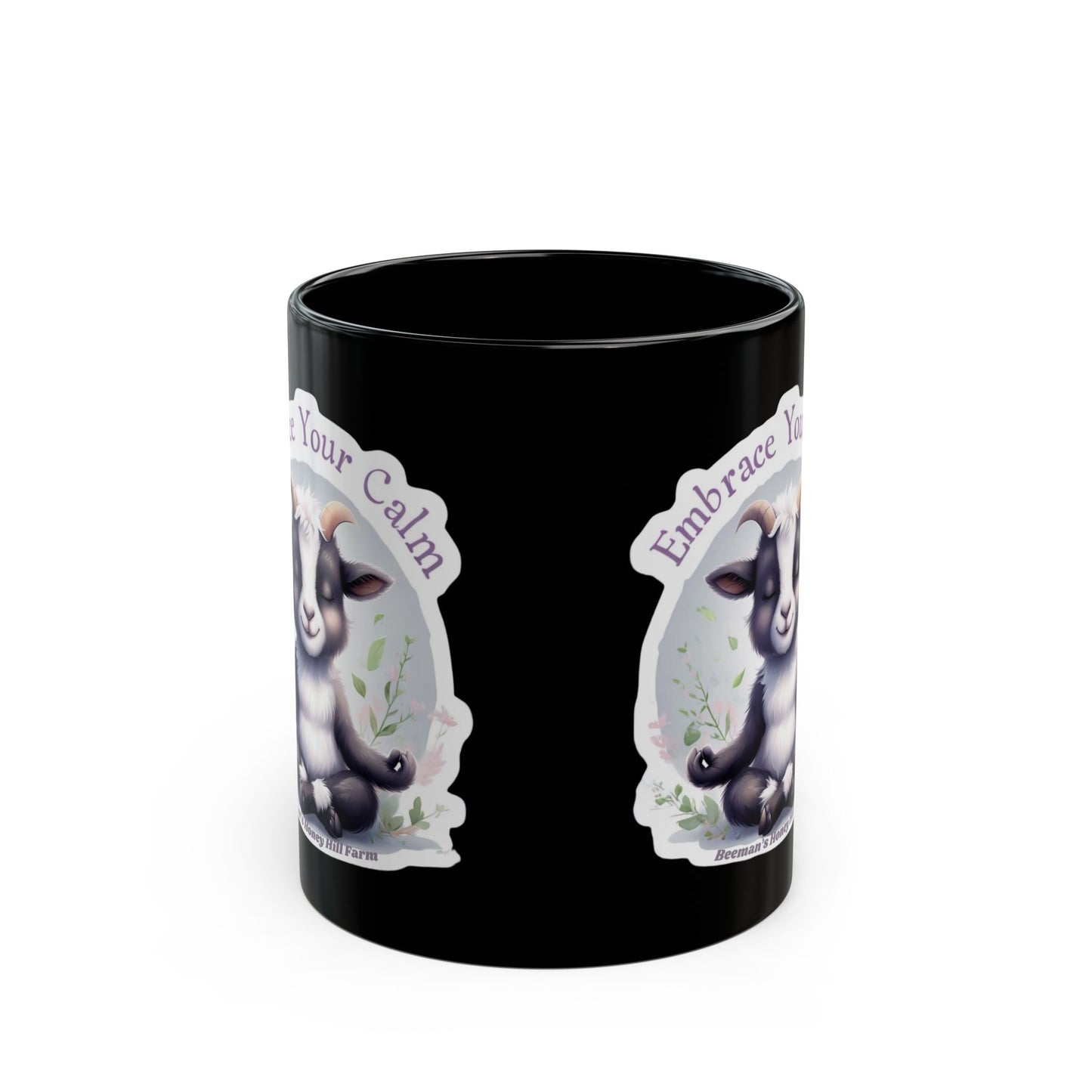 Embrace Your Calm Goat Mug - 15oz Black Coffee Cup for Relaxation