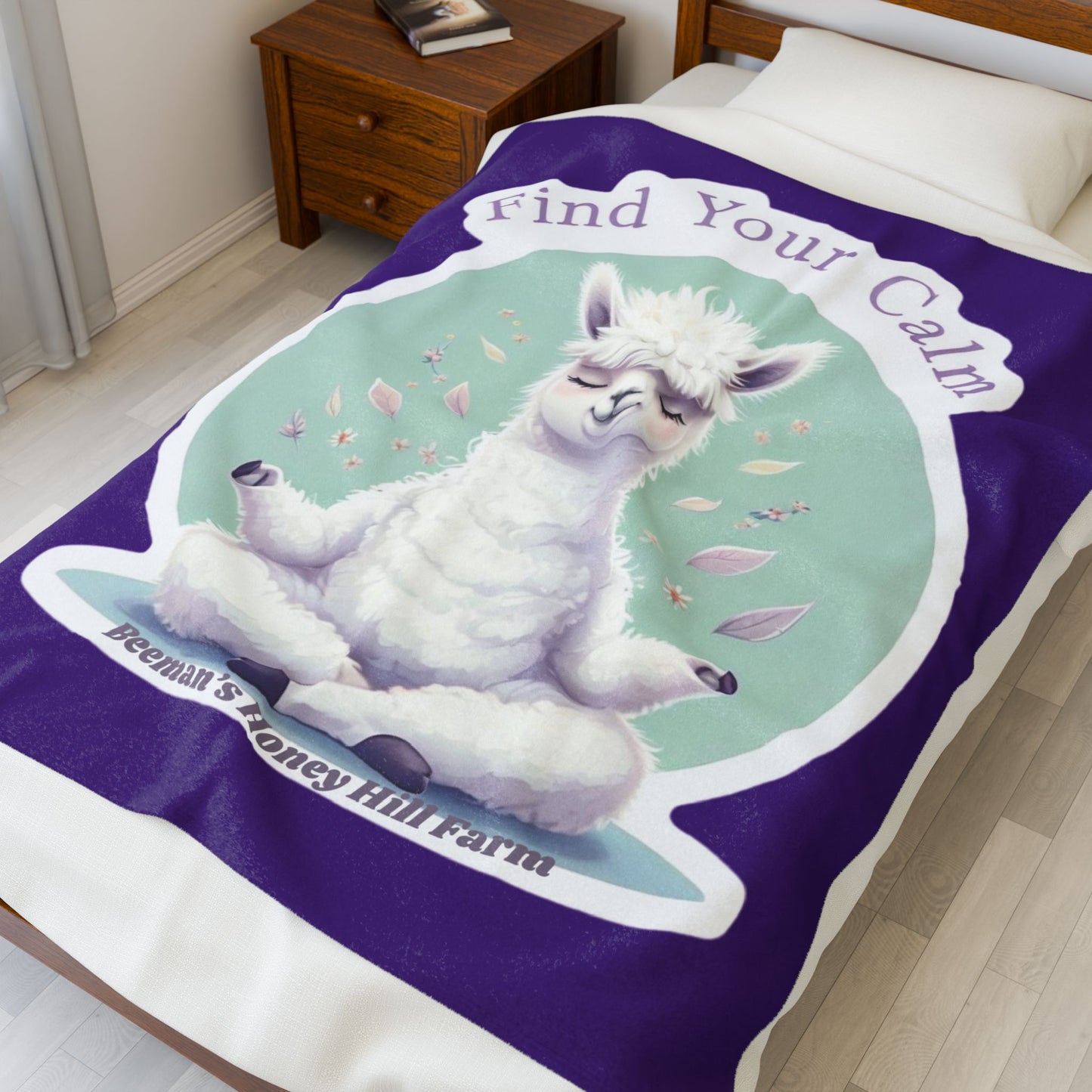 Find Your Calm Alpaca - Cozy Farmhouse Plush Blanket - Perfect for Home Decor & Gifting