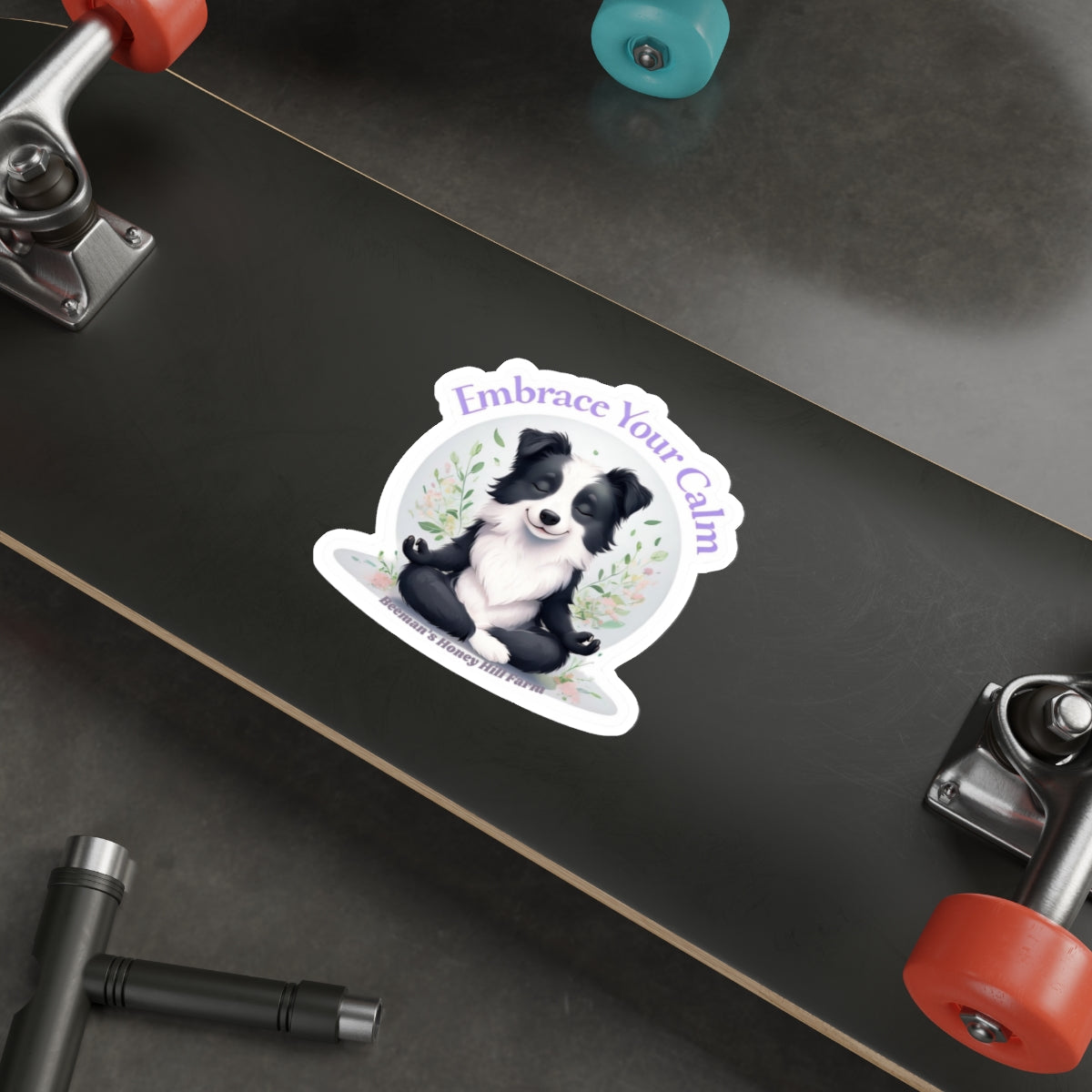 Border Collie Embrace Your Calm Die-Cut Stickers | Beeman's Honey Hill Farm