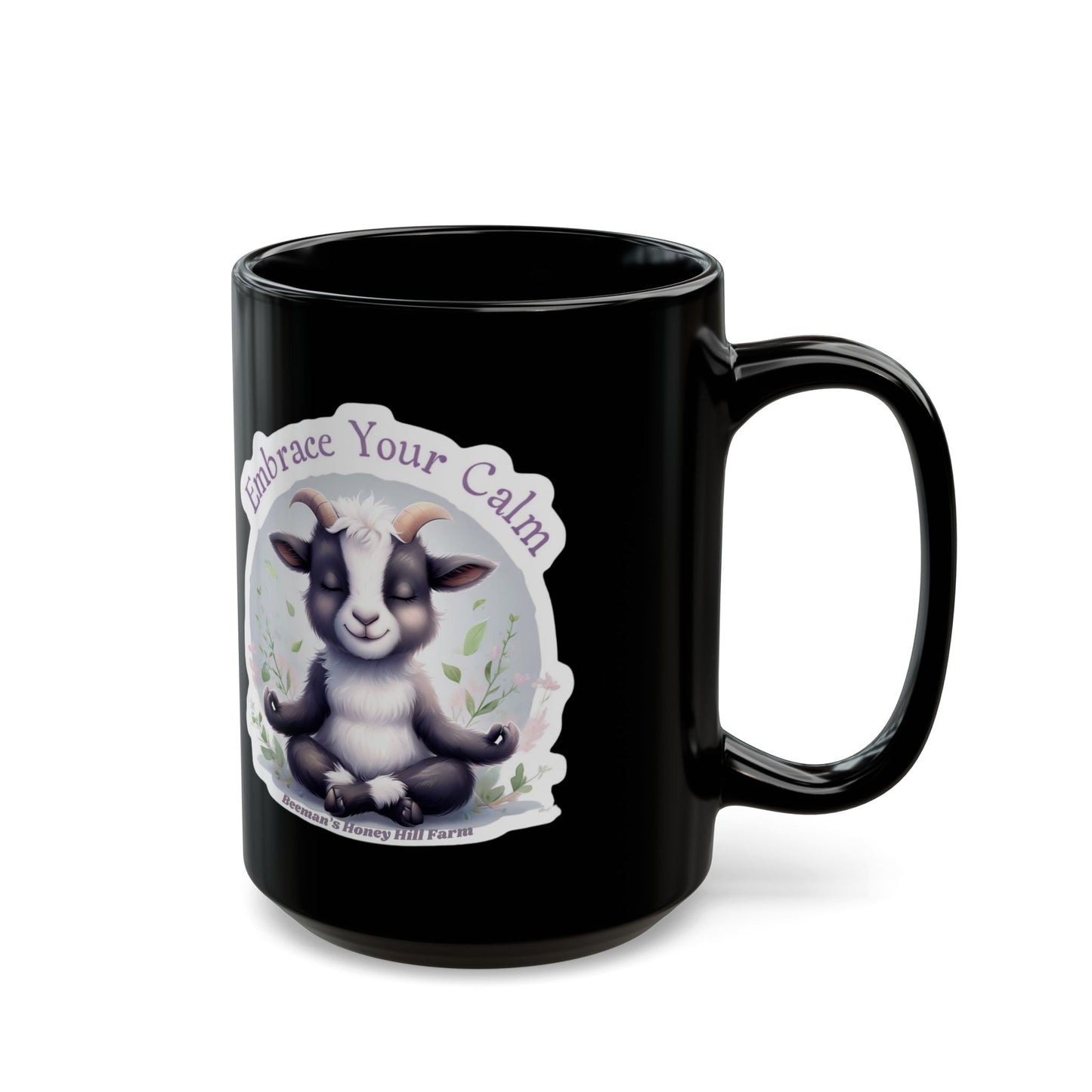 Embrace Your Calm Goat Mug - 15oz Black Coffee Cup for Relaxation
