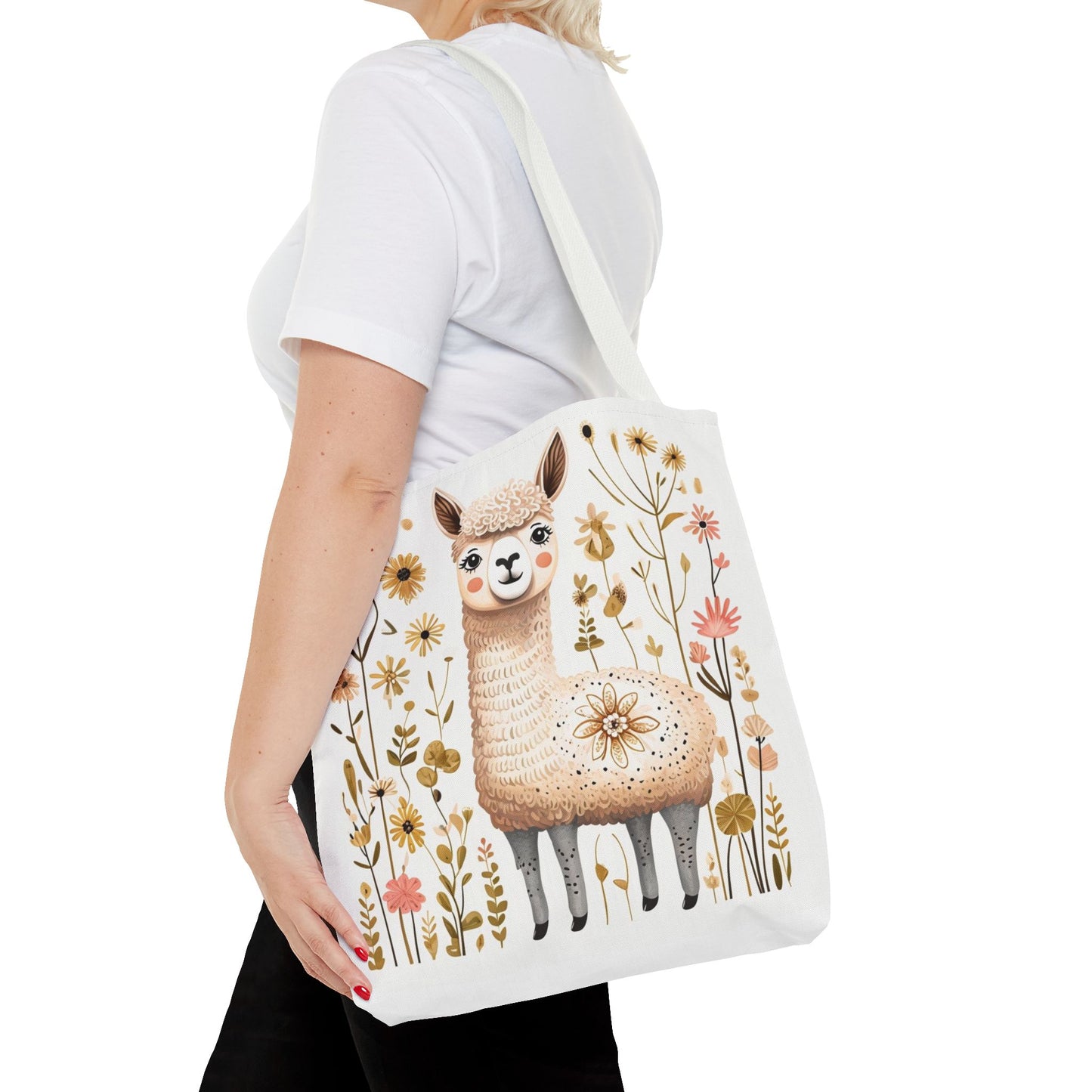 Folk Art Alpaca Tote Bag for Animal Lovers | Fun & Stylish Shopping Bag