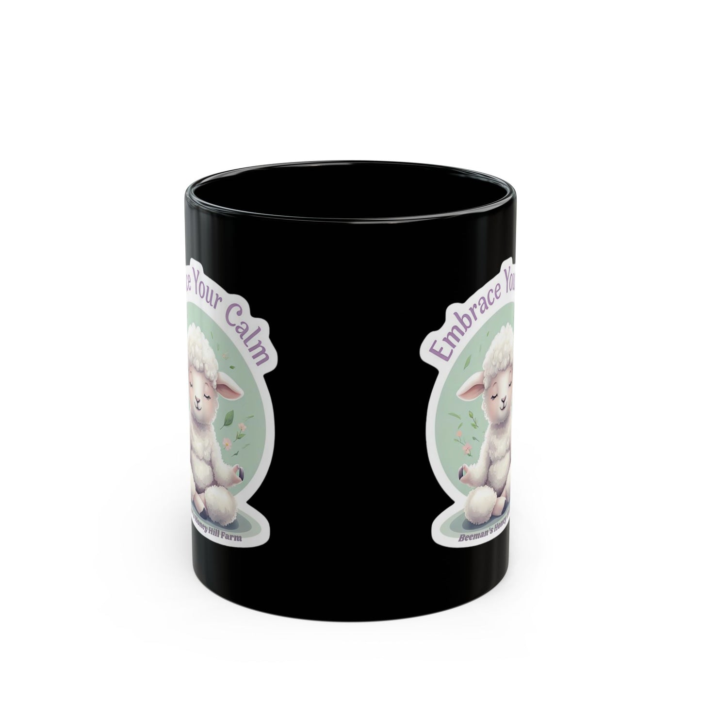 Embrace Your Calm Sheep Mug - 15oz Black Coffee Cup for Relaxation