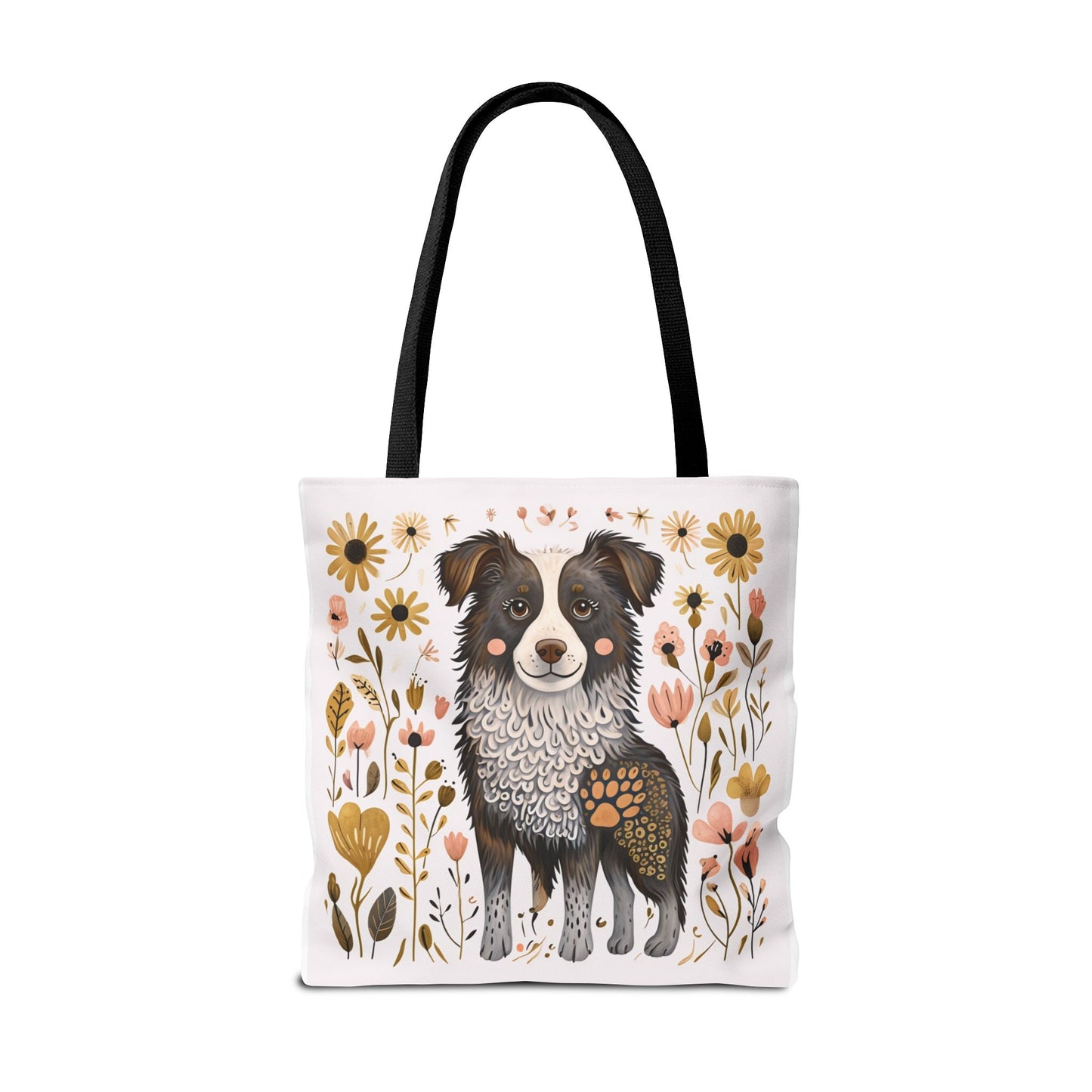 Folk Art Border Collie Tote Bag for Animal Lovers | Fun & Stylish Shopping Bag