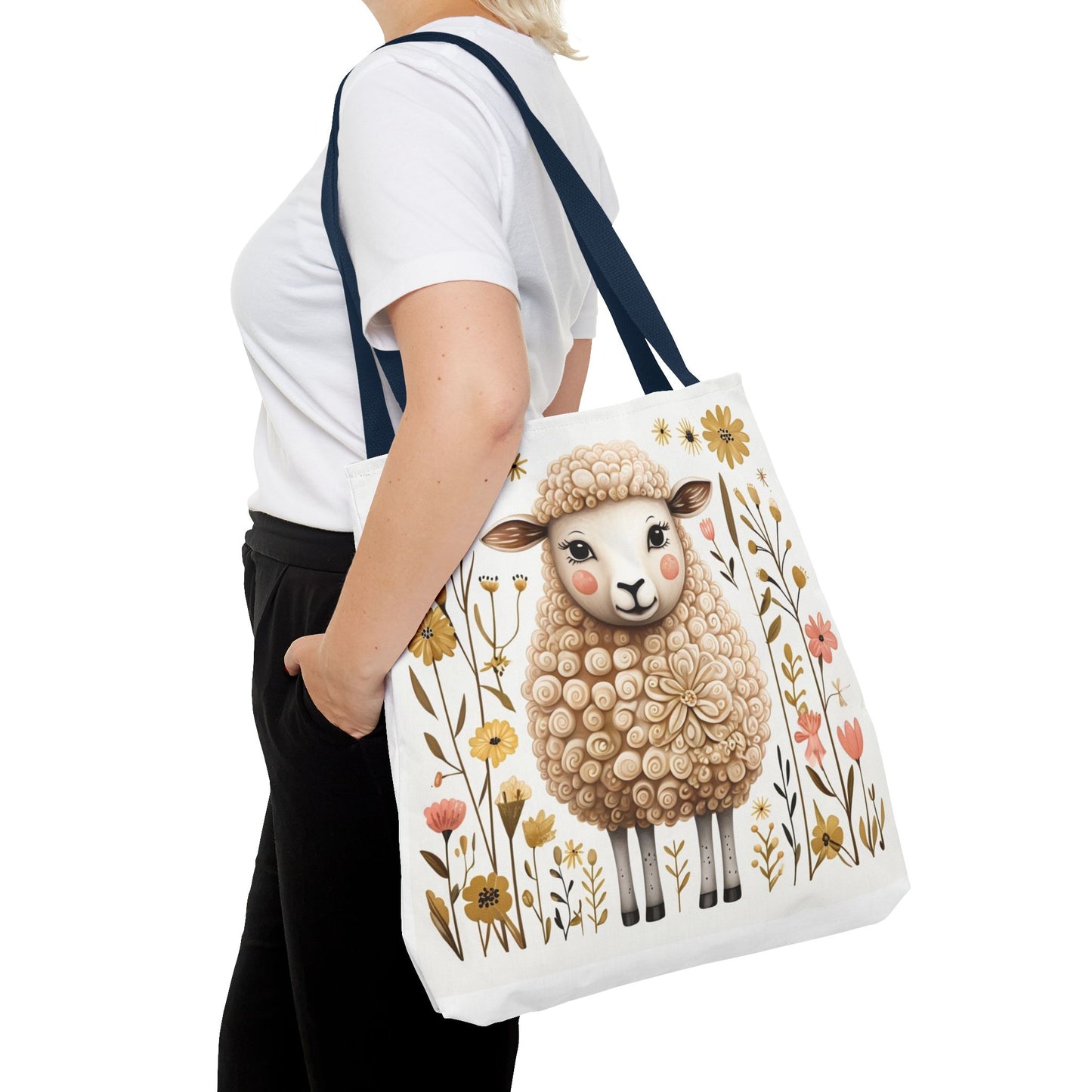 Folk Art Sheep Tote Bag for Animal Lovers | Fun & Stylish Shopping Bag
