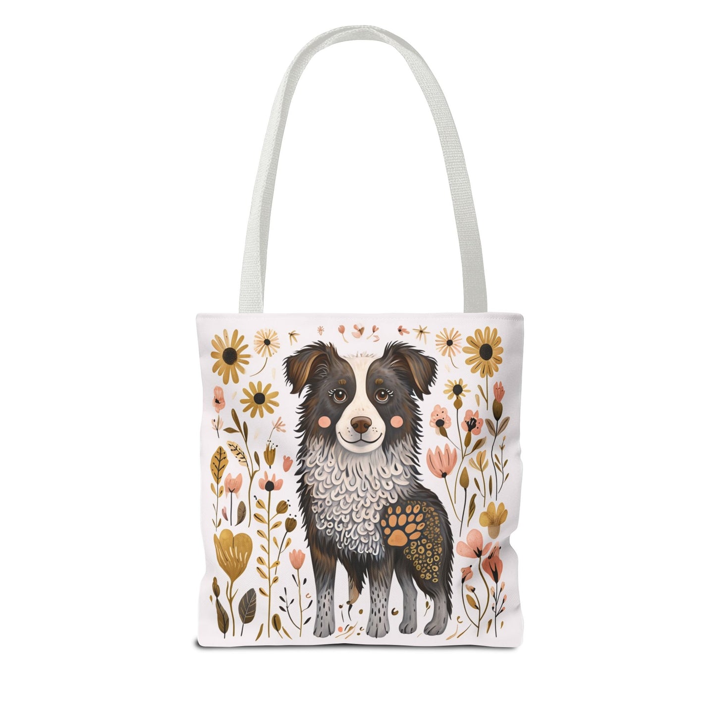 Folk Art Border Collie Tote Bag for Animal Lovers | Fun & Stylish Shopping Bag