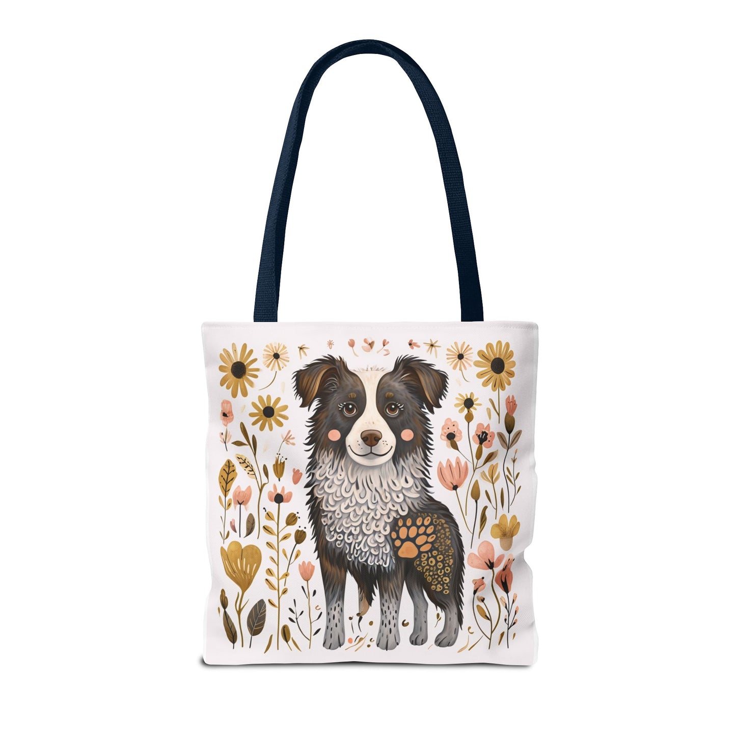 Folk Art Border Collie Tote Bag for Animal Lovers | Fun & Stylish Shopping Bag