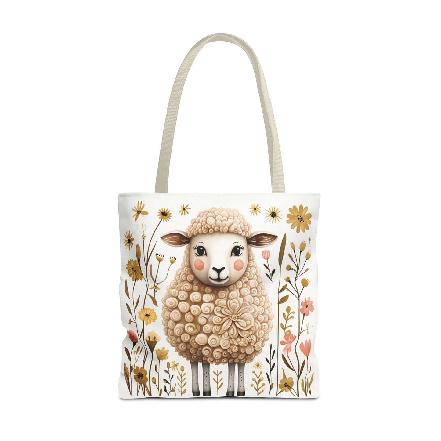 Folk Art Sheep Tote Bag for Animal Lovers | Fun & Stylish Shopping Bag