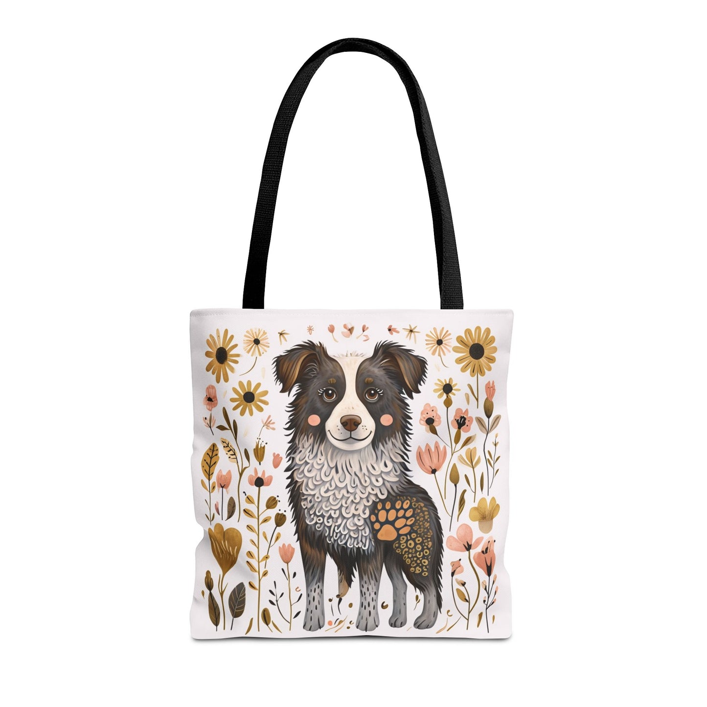 Folk Art Border Collie Tote Bag for Animal Lovers | Fun & Stylish Shopping Bag