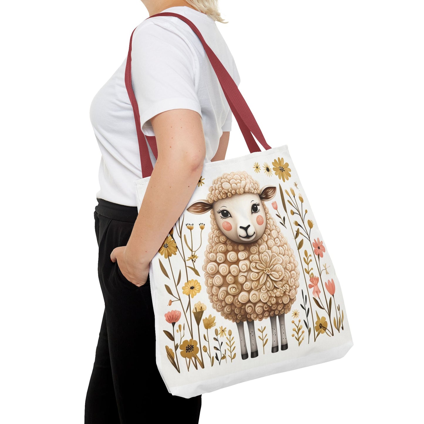Folk Art Sheep Tote Bag for Animal Lovers | Fun & Stylish Shopping Bag