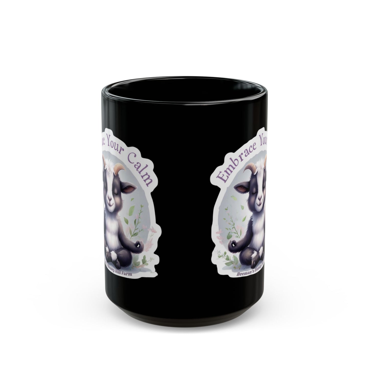 Embrace Your Calm Goat Mug - 15oz Black Coffee Cup for Relaxation