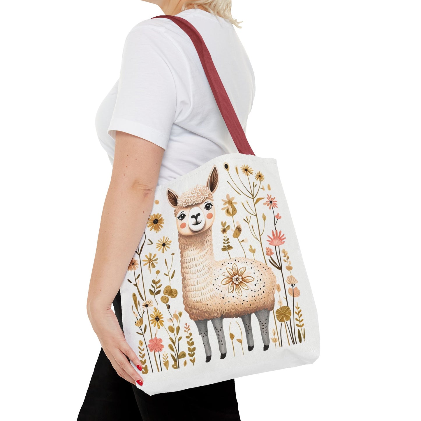 Folk Art Alpaca Tote Bag for Animal Lovers | Fun & Stylish Shopping Bag
