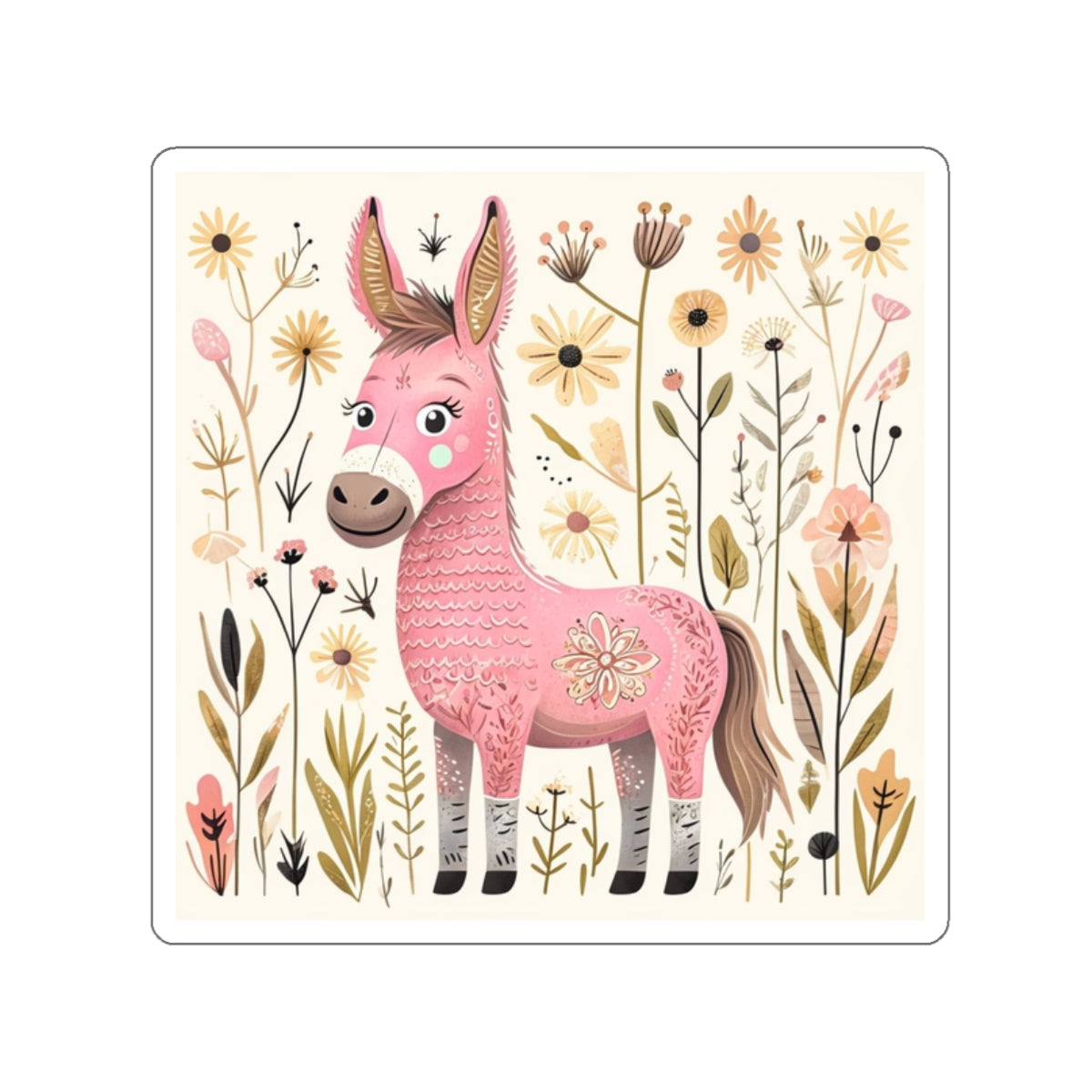 Folk Art Donkey Stickers