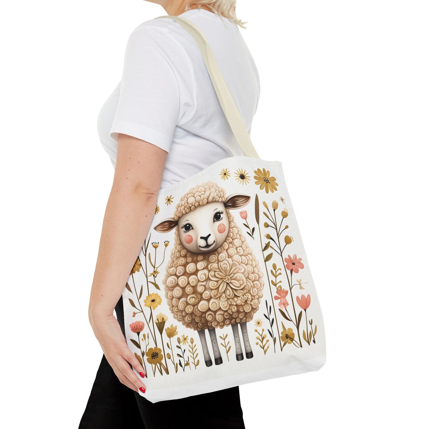 Folk Art Sheep Tote Bag for Animal Lovers | Fun & Stylish Shopping Bag