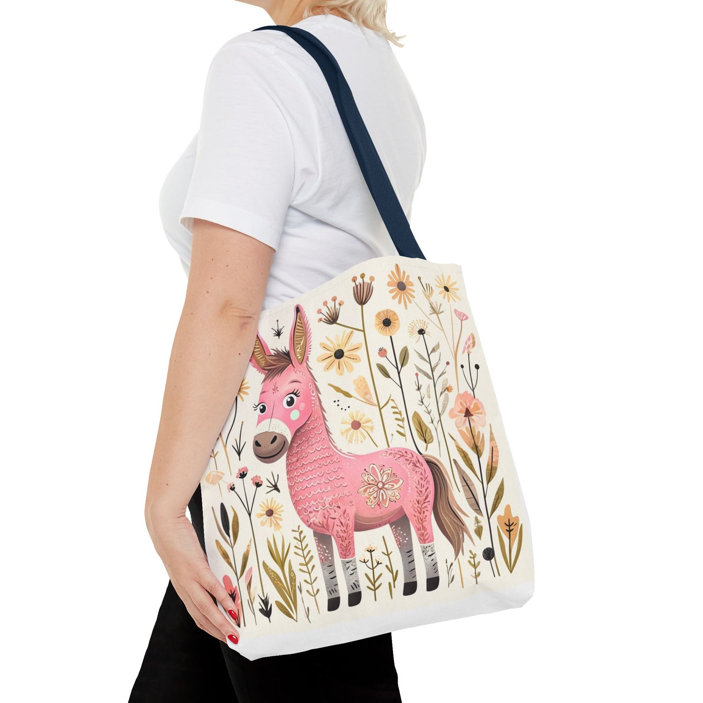 Folk Art Donkey Tote Bag for Animal Lovers | Fun & Stylish Shopping Bag