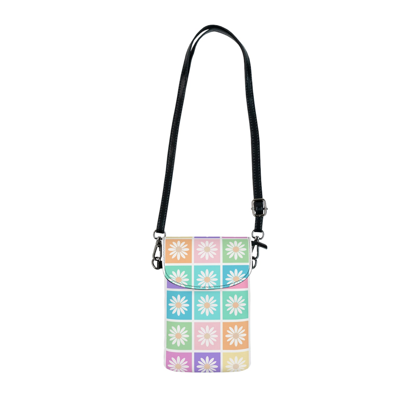 Daisy Print Cell Phone Wallet - Trendy Crossbody Bag for Everyday Use