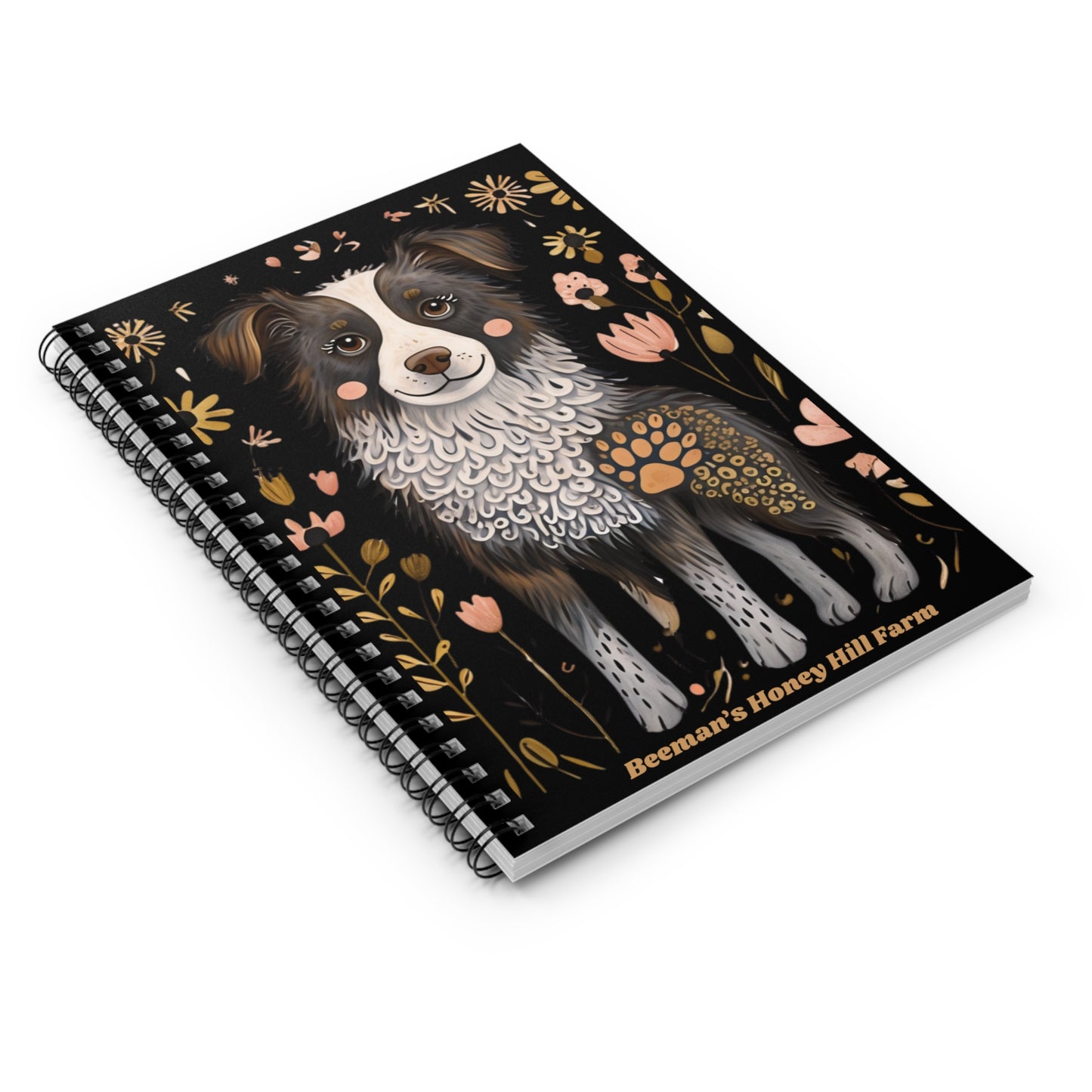 Folk Art Border Collie -Themed Spiral Notebook - Perfect for Students and Animal Lovers!