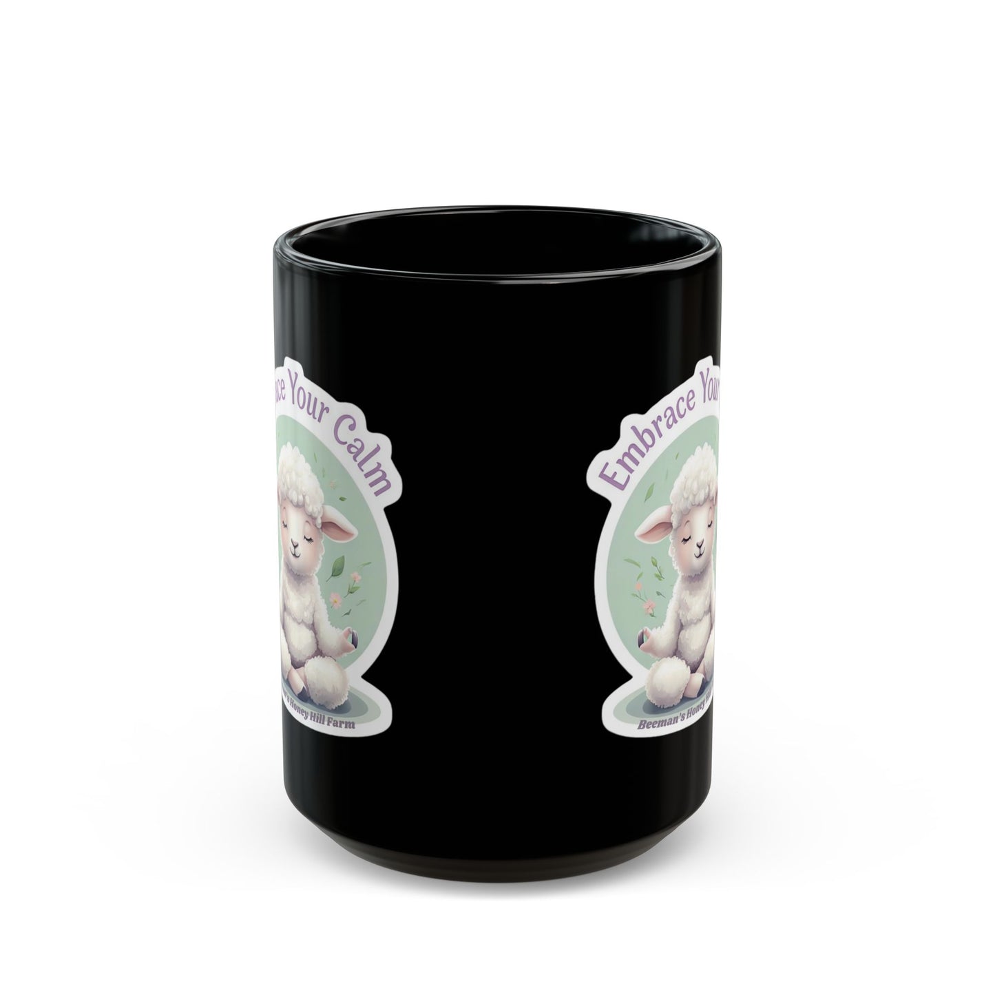 Embrace Your Calm Sheep Mug - 15oz Black Coffee Cup for Relaxation