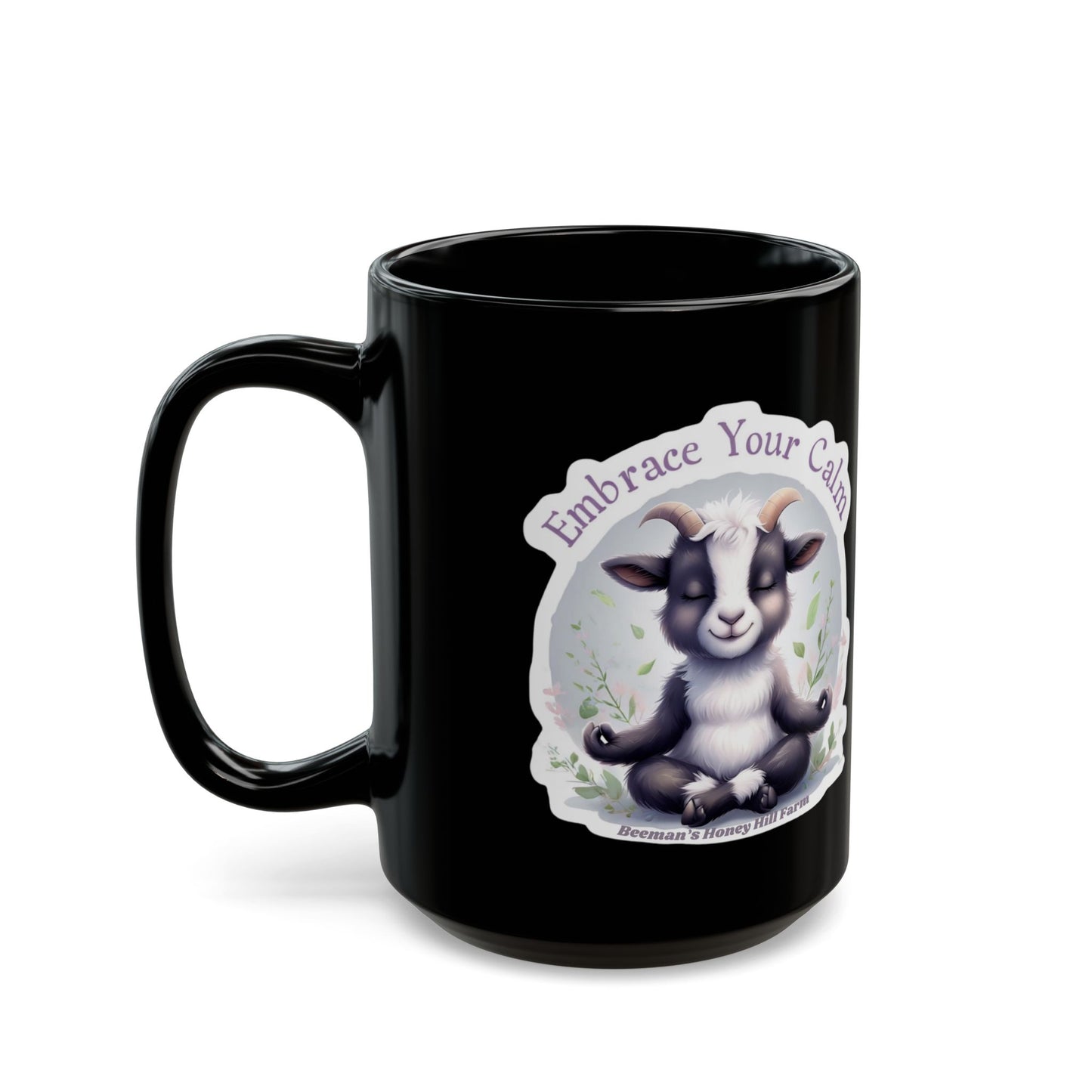 Embrace Your Calm Goat Mug - 15oz Black Coffee Cup for Relaxation
