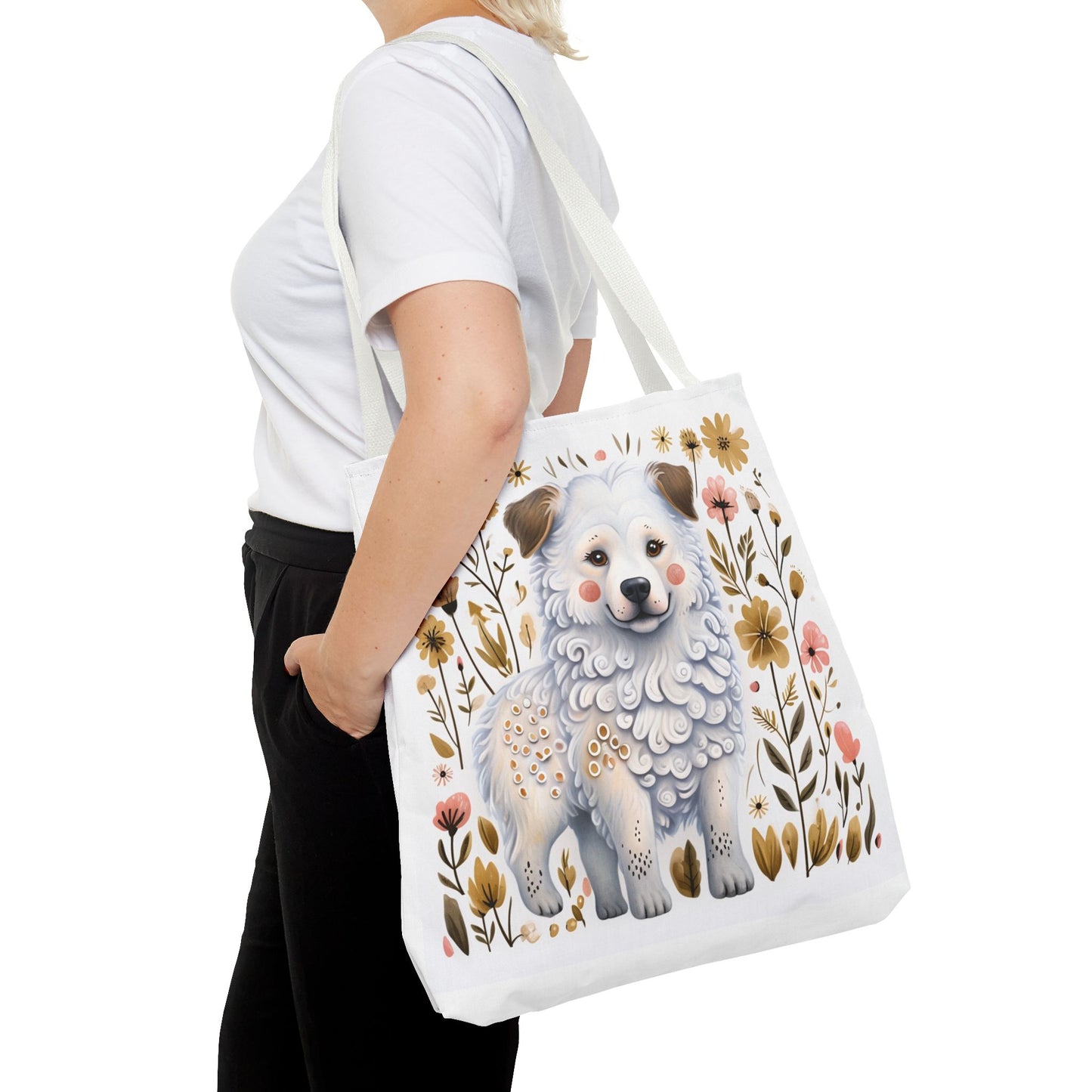 Folk Art Great Pyrenees Tote Bag for Animal Lovers | Fun & Stylish Shopping Bag