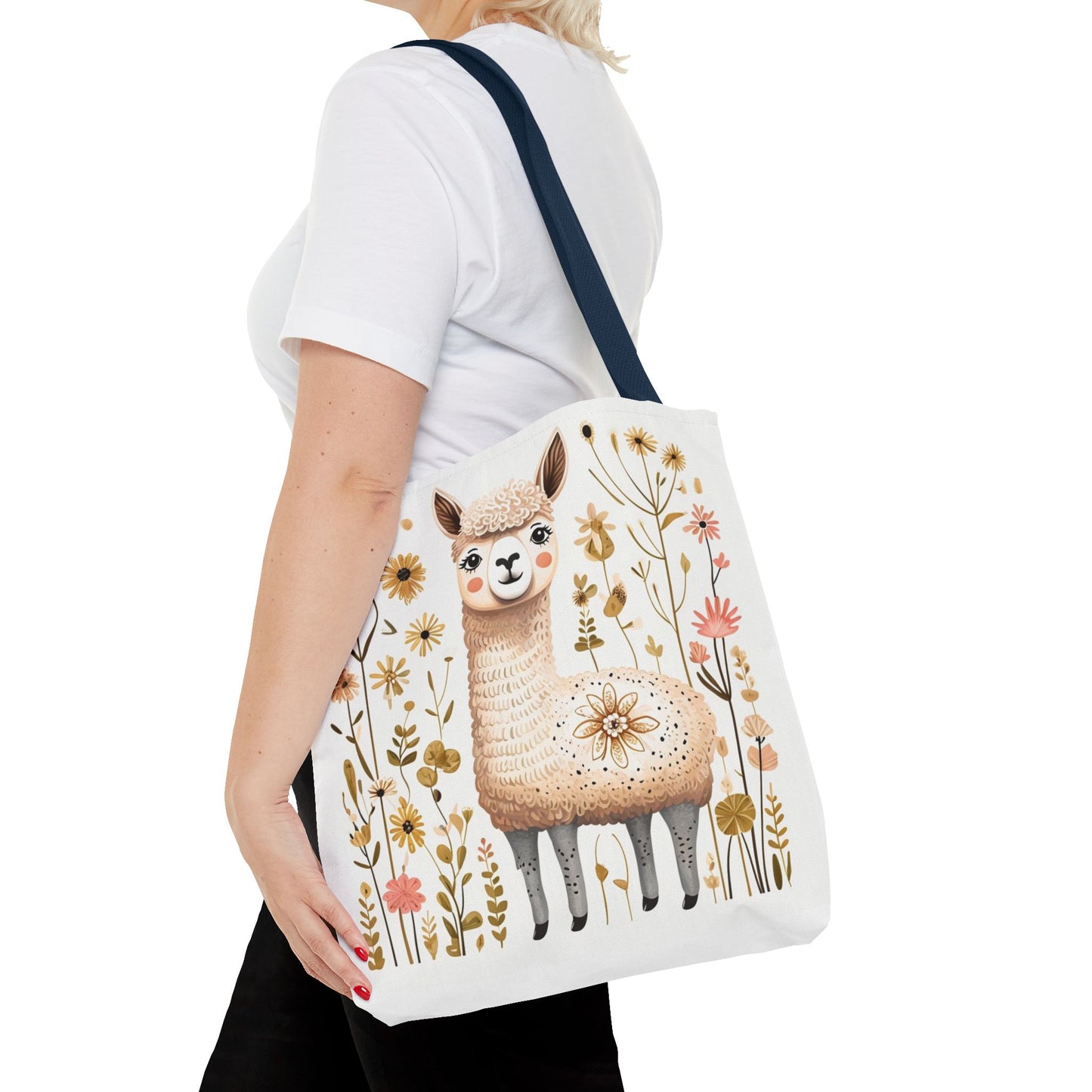Folk Art Alpaca Tote Bag for Animal Lovers | Fun & Stylish Shopping Bag