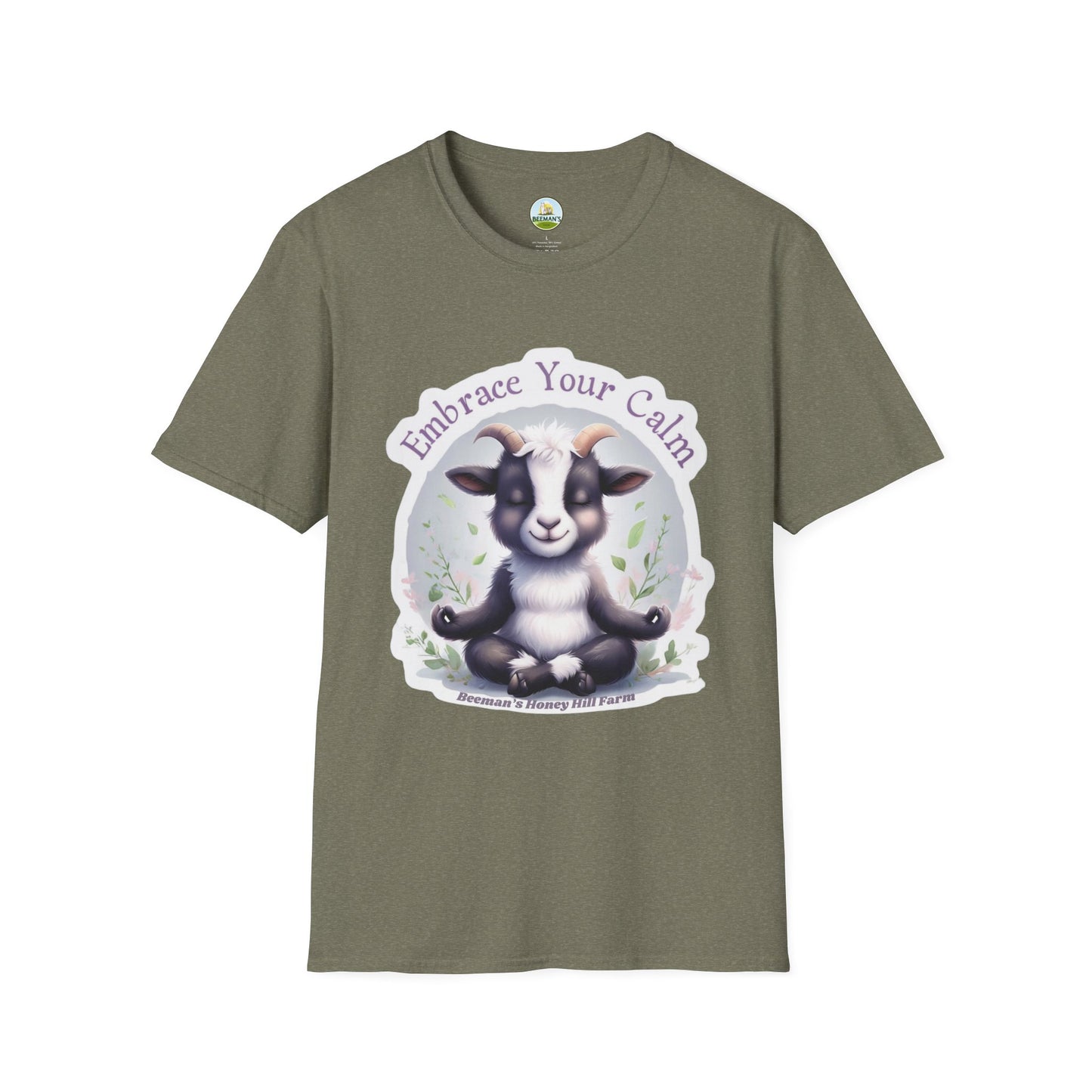 Goat T-Shirt - Beeman's Honey Hill Farm Embrace Your Calm Design