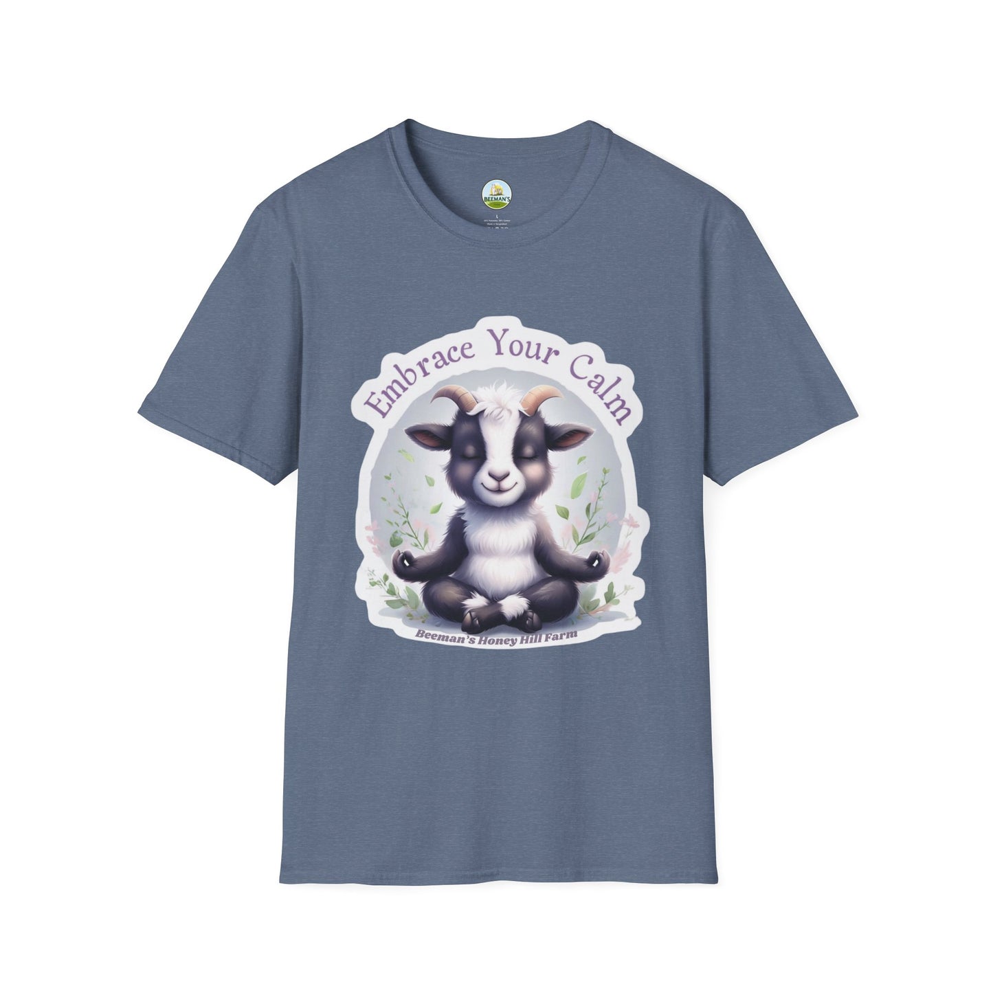 Goat T-Shirt - Beeman's Honey Hill Farm Embrace Your Calm Design