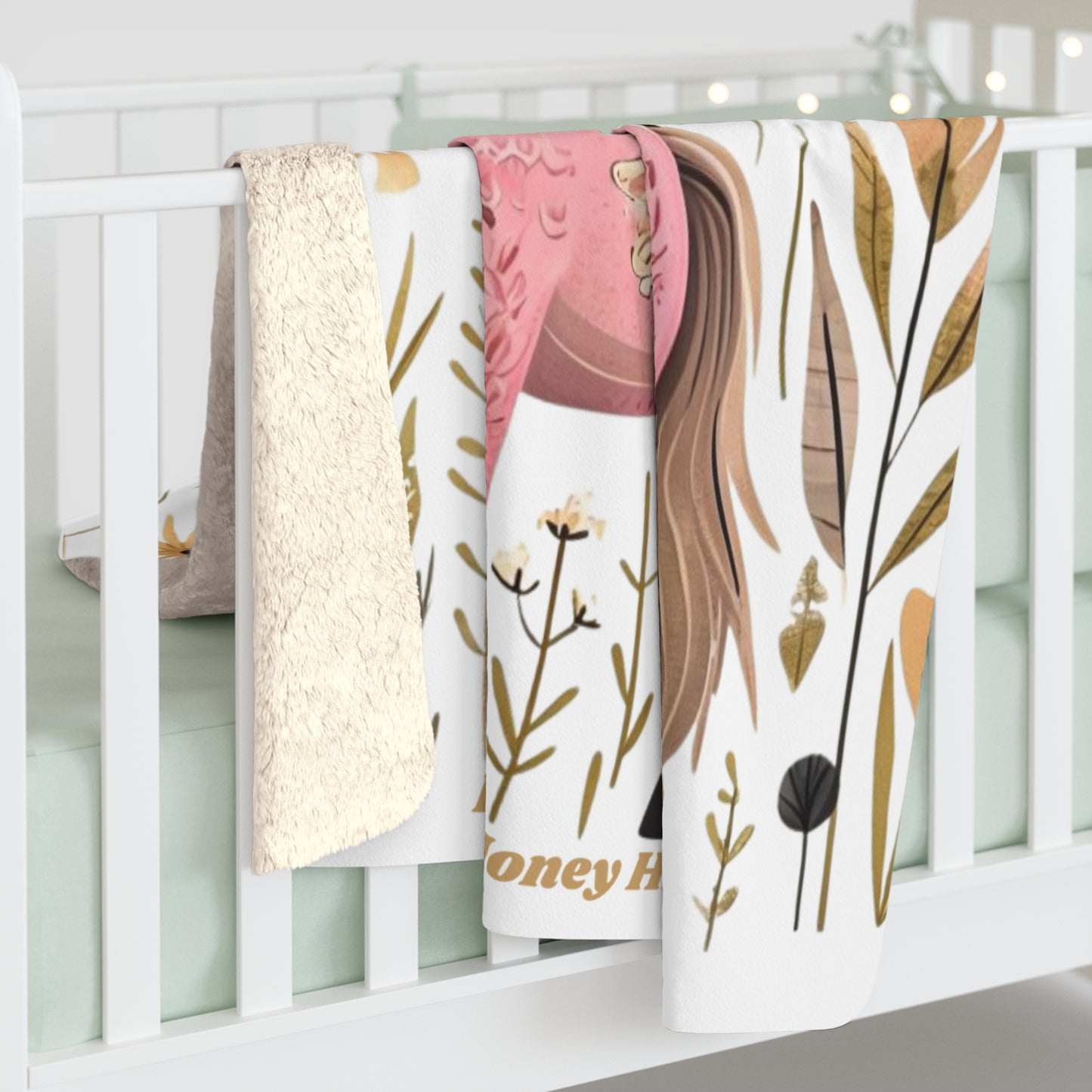 Donkey Cozy Sherpa Fleece Blanket with Floral Design - Perfect for Home Decor and Gifting