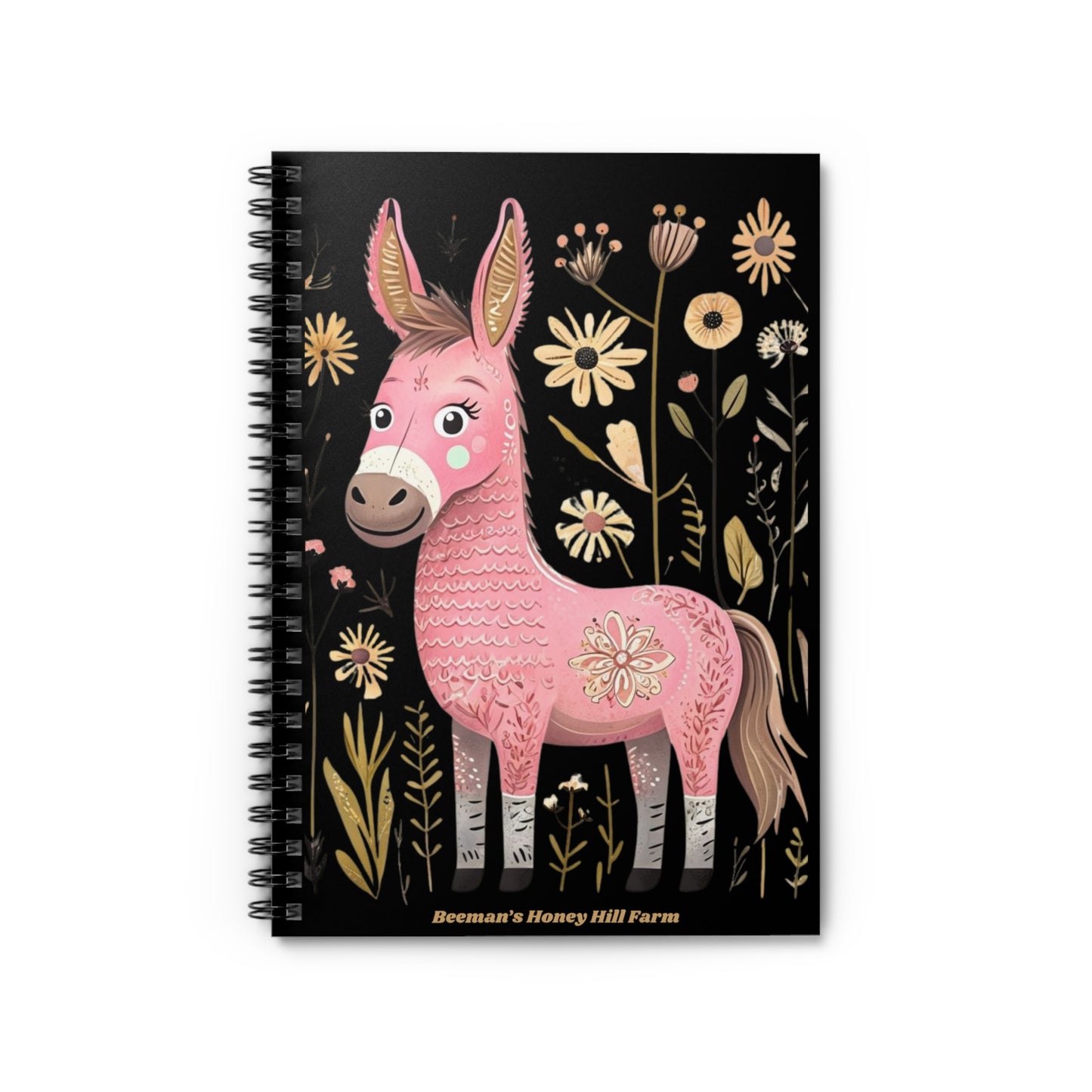 Folk Art Mini Donkey -Themed Spiral Notebook - Perfect for Students and Animal Lovers!