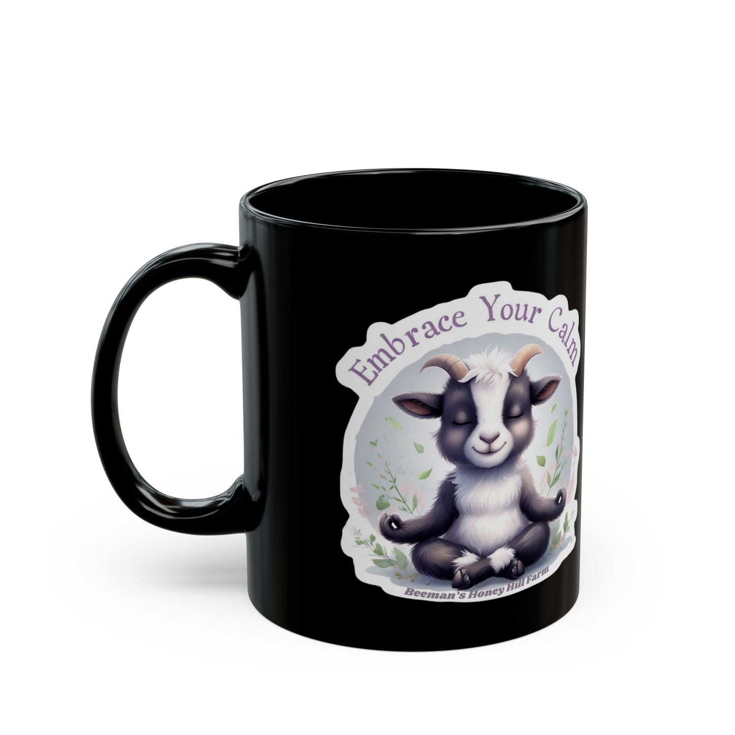 Embrace Your Calm Goat Mug - 15oz Black Coffee Cup for Relaxation