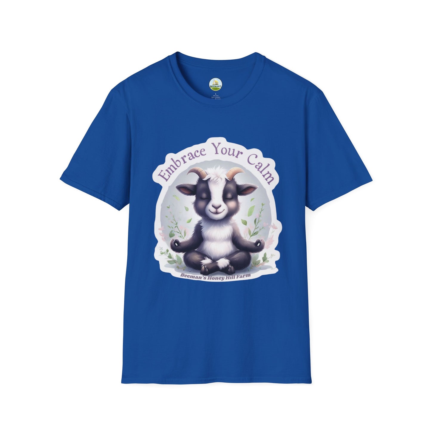 Goat T-Shirt - Beeman's Honey Hill Farm Embrace Your Calm Design