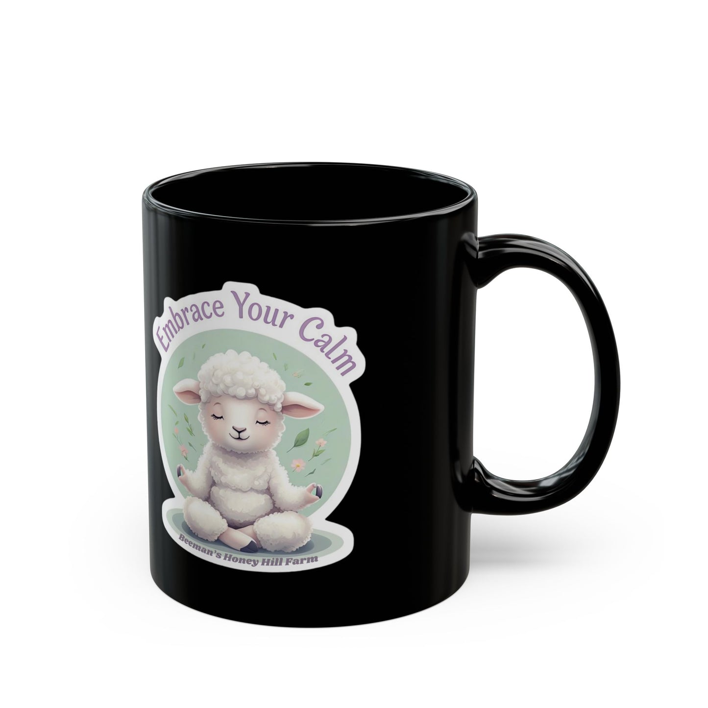 Embrace Your Calm Sheep Mug - 15oz Black Coffee Cup for Relaxation