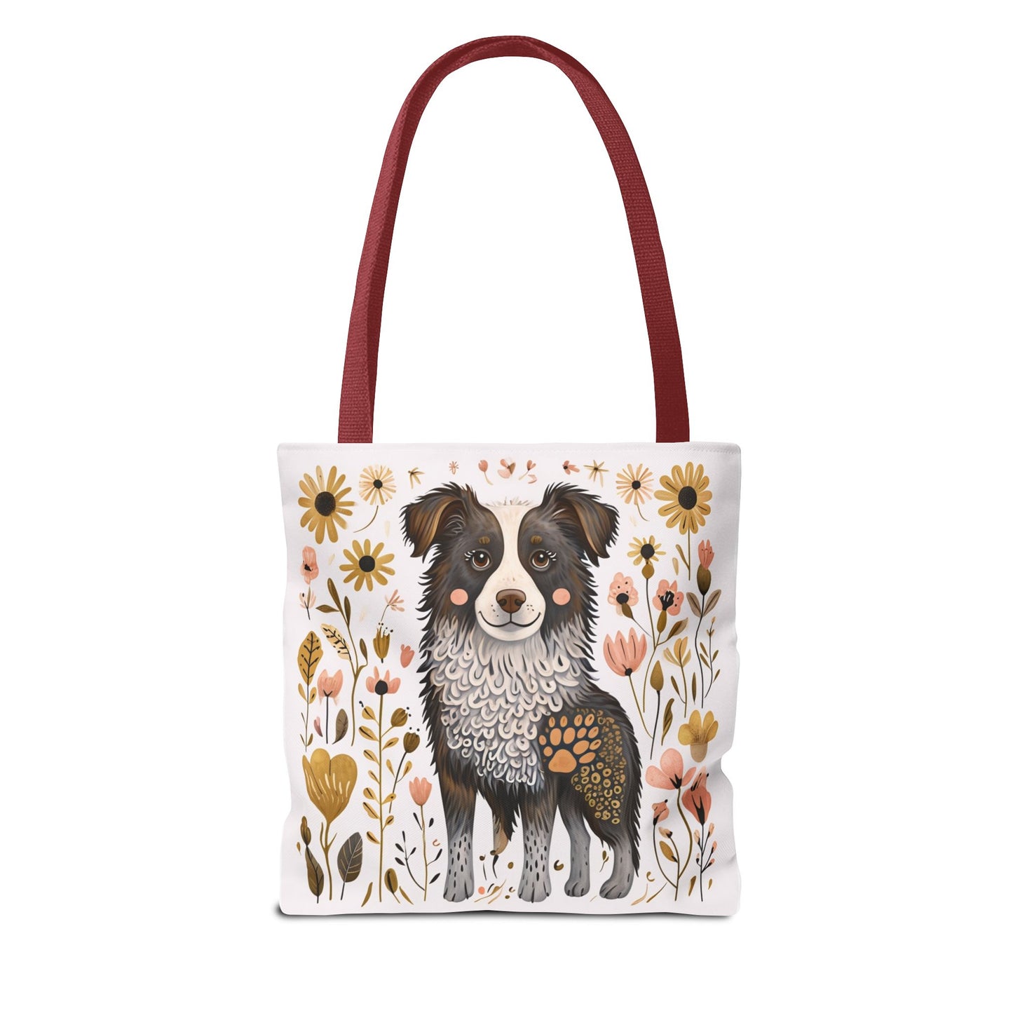Folk Art Border Collie Tote Bag for Animal Lovers | Fun & Stylish Shopping Bag