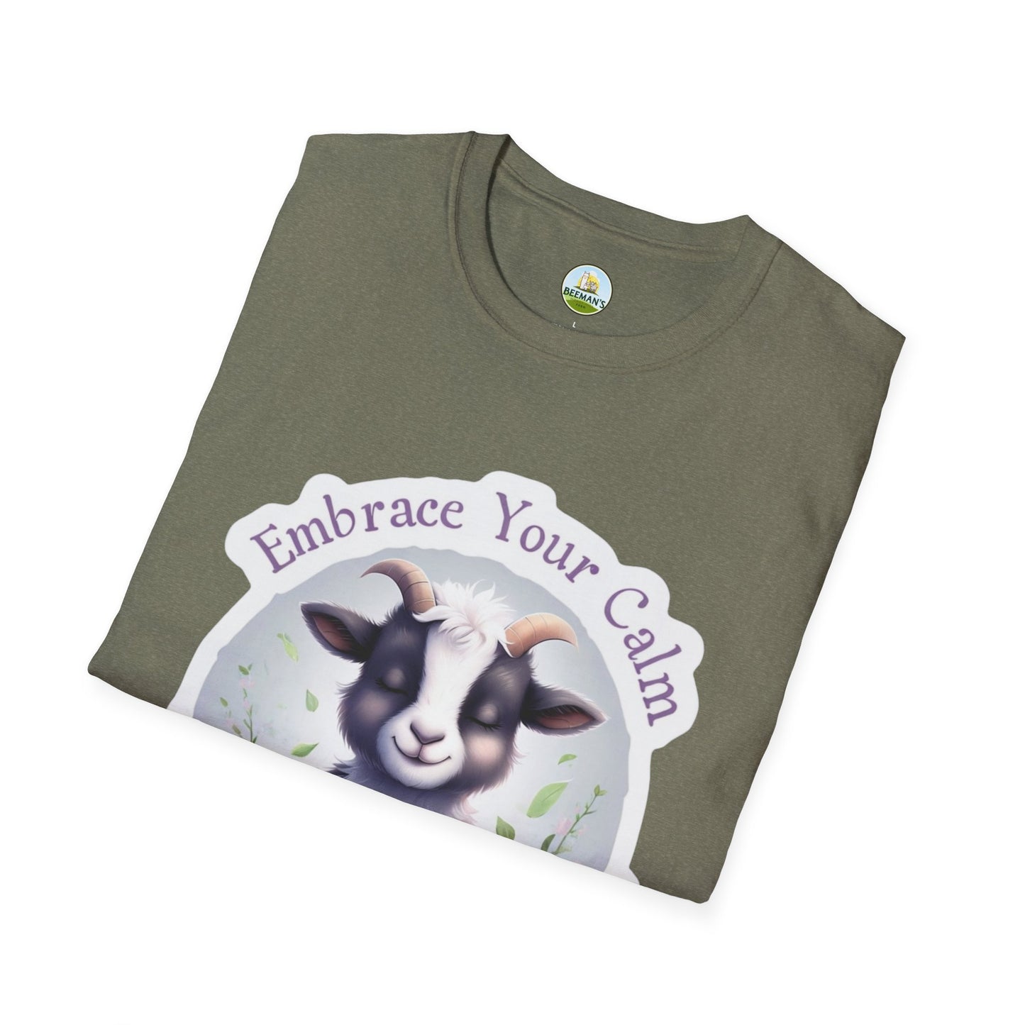 Goat T-Shirt - Beeman's Honey Hill Farm Embrace Your Calm Design