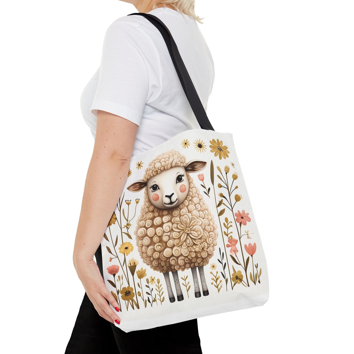 Folk Art Sheep Tote Bag for Animal Lovers | Fun & Stylish Shopping Bag