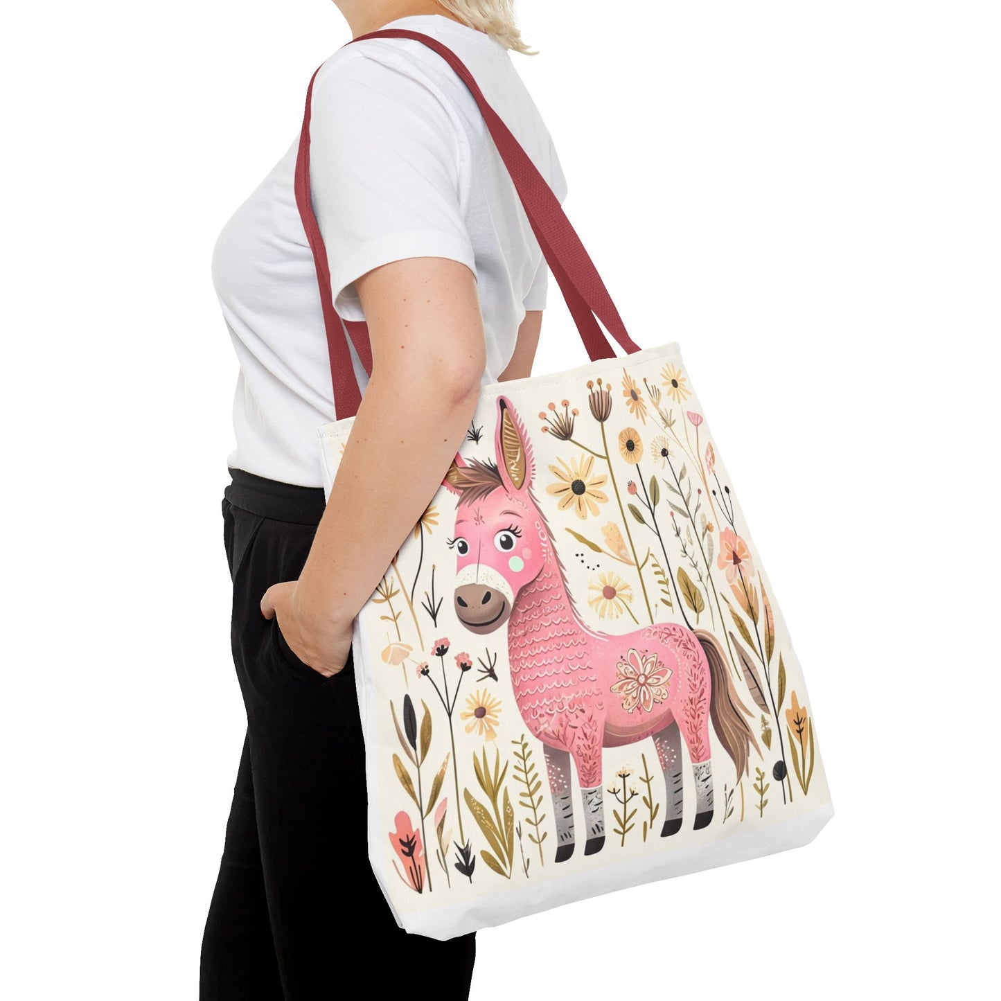 Folk Art Donkey Tote Bag for Animal Lovers | Fun & Stylish Shopping Bag