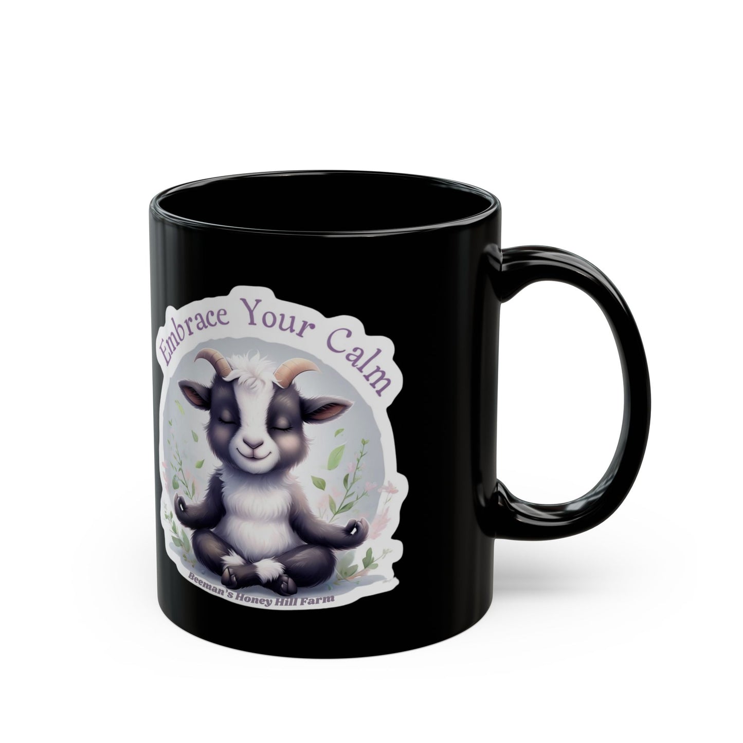 Embrace Your Calm Goat Mug - 15oz Black Coffee Cup for Relaxation
