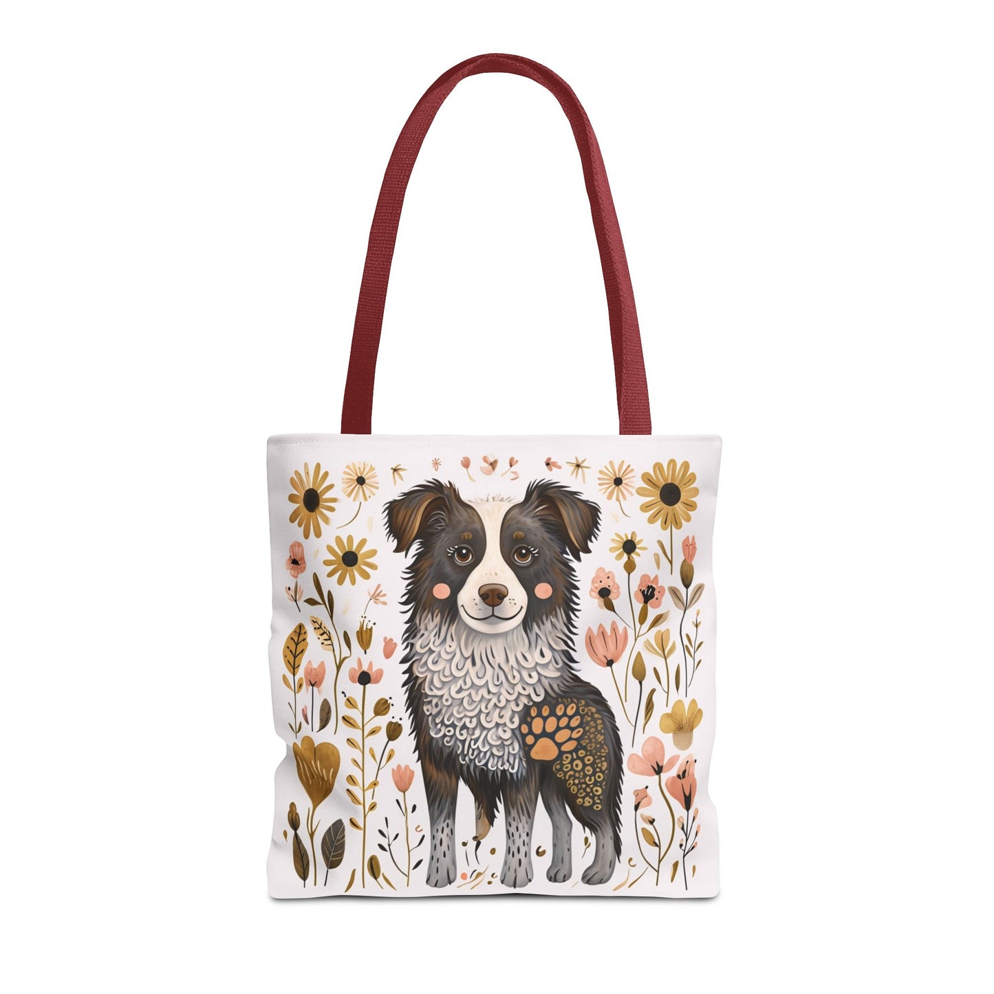 Folk Art Border Collie Tote Bag for Animal Lovers | Fun & Stylish Shopping Bag
