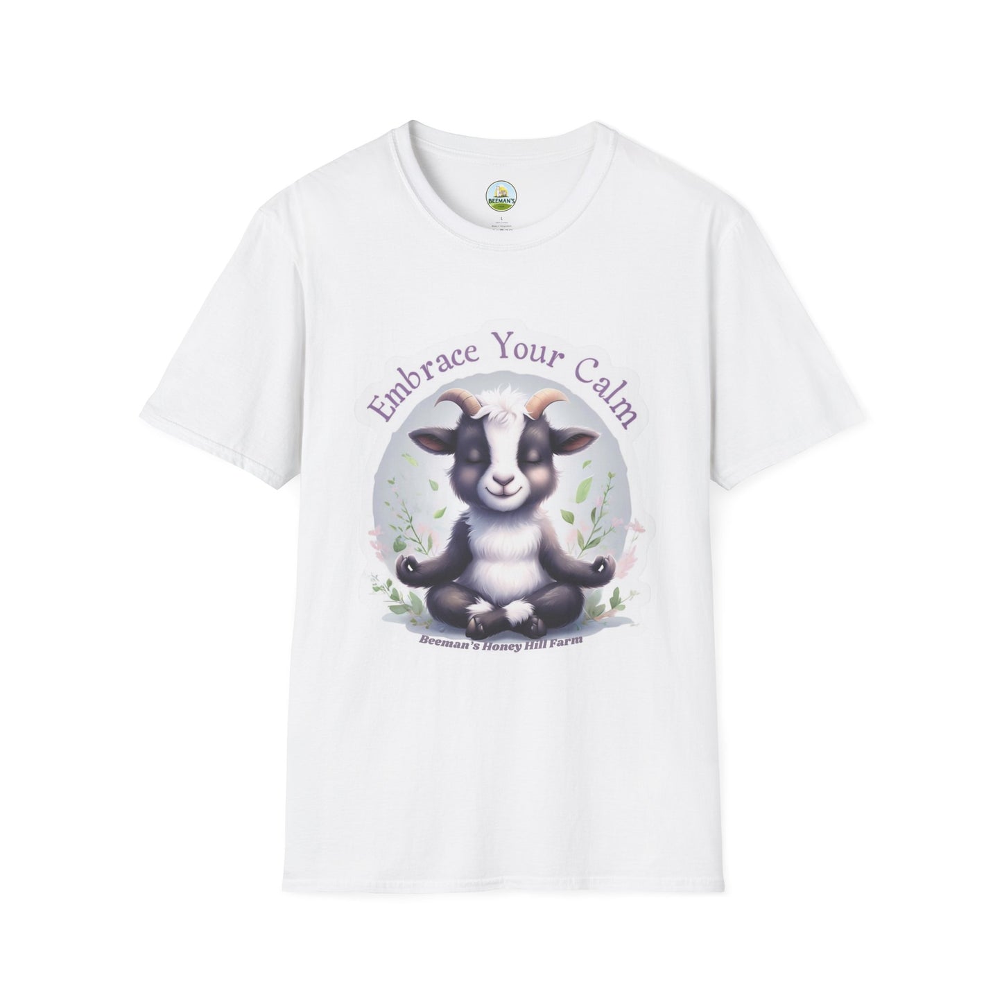 Goat T-Shirt - Beeman's Honey Hill Farm Embrace Your Calm Design