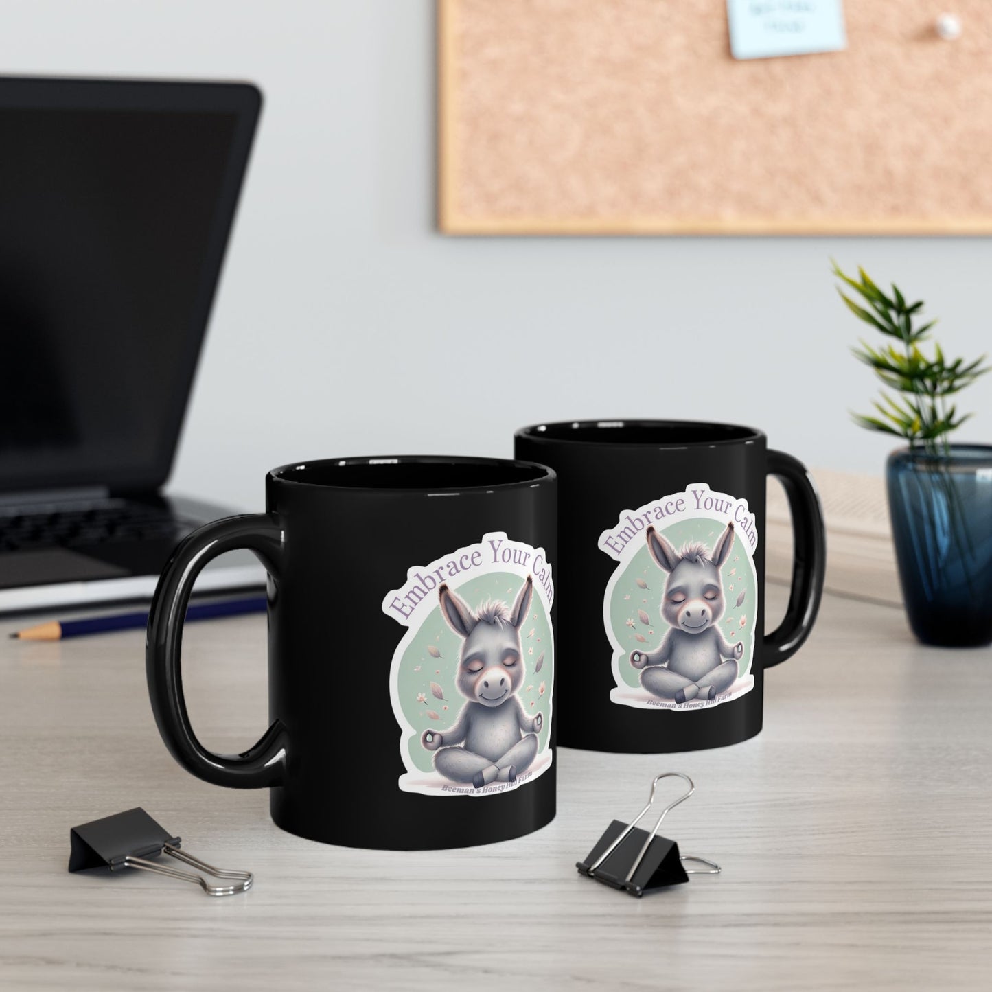 Embrace Your Calm Mini Donkey Mug - 15oz Black Coffee Cup for Relaxation