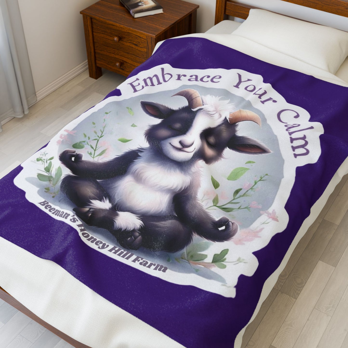 Embrace Your Calm Goat - Cozy Farmhouse Plush Blanket - Perfect for Home Decor & Gifting