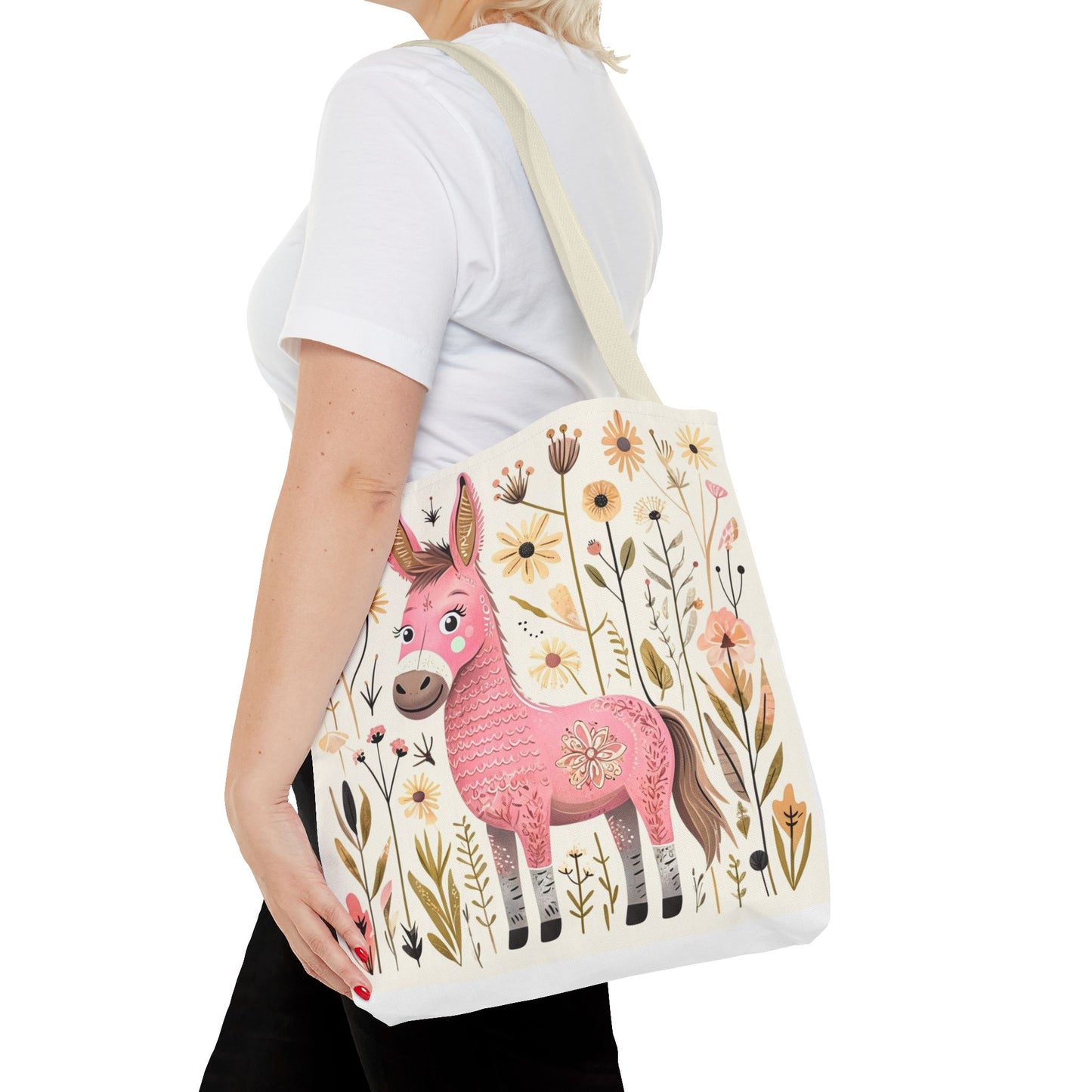 Folk Art Donkey Tote Bag for Animal Lovers | Fun & Stylish Shopping Bag