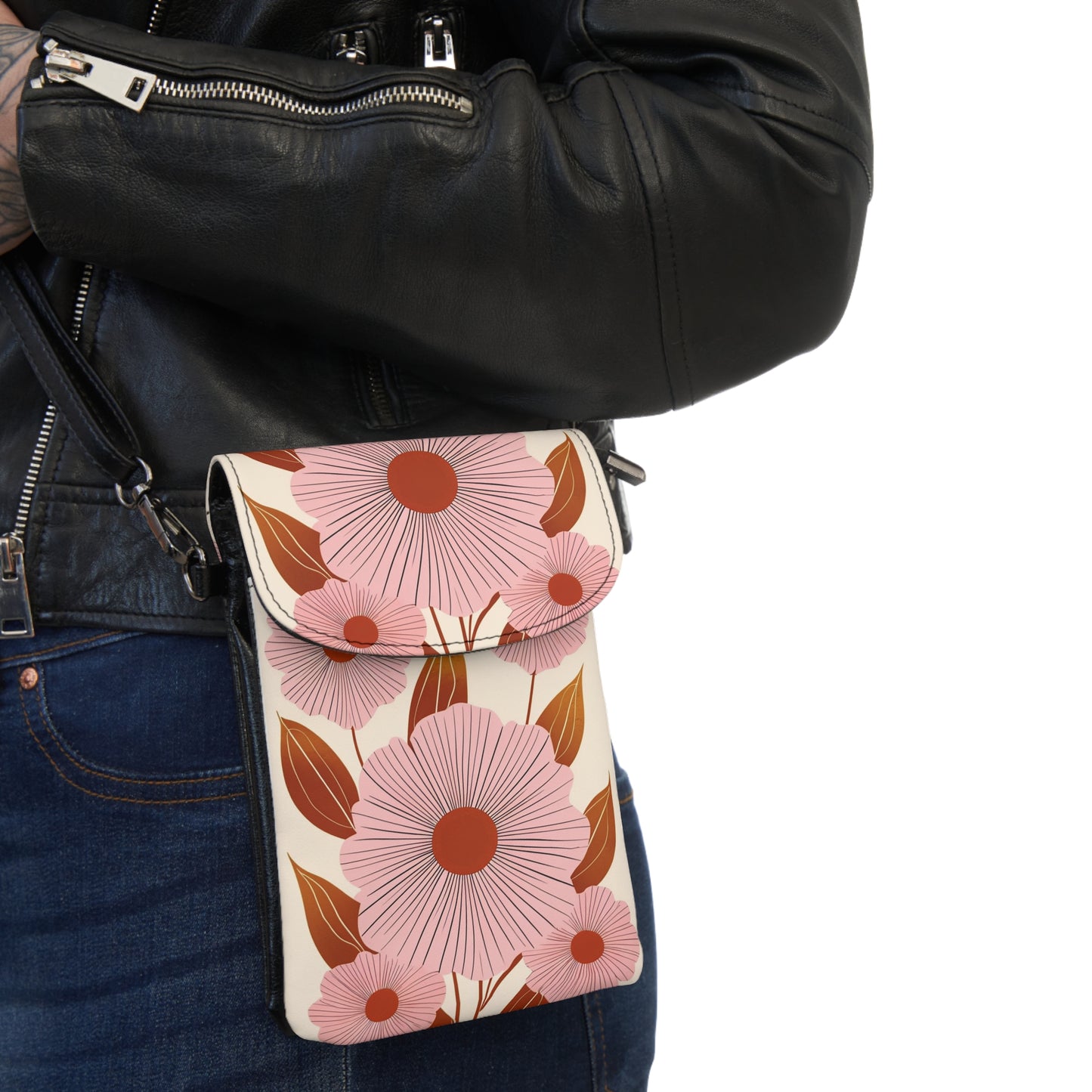 Botanical Print Cell Phone Wallet - Trendy Crossbody Bag for Everyday Use