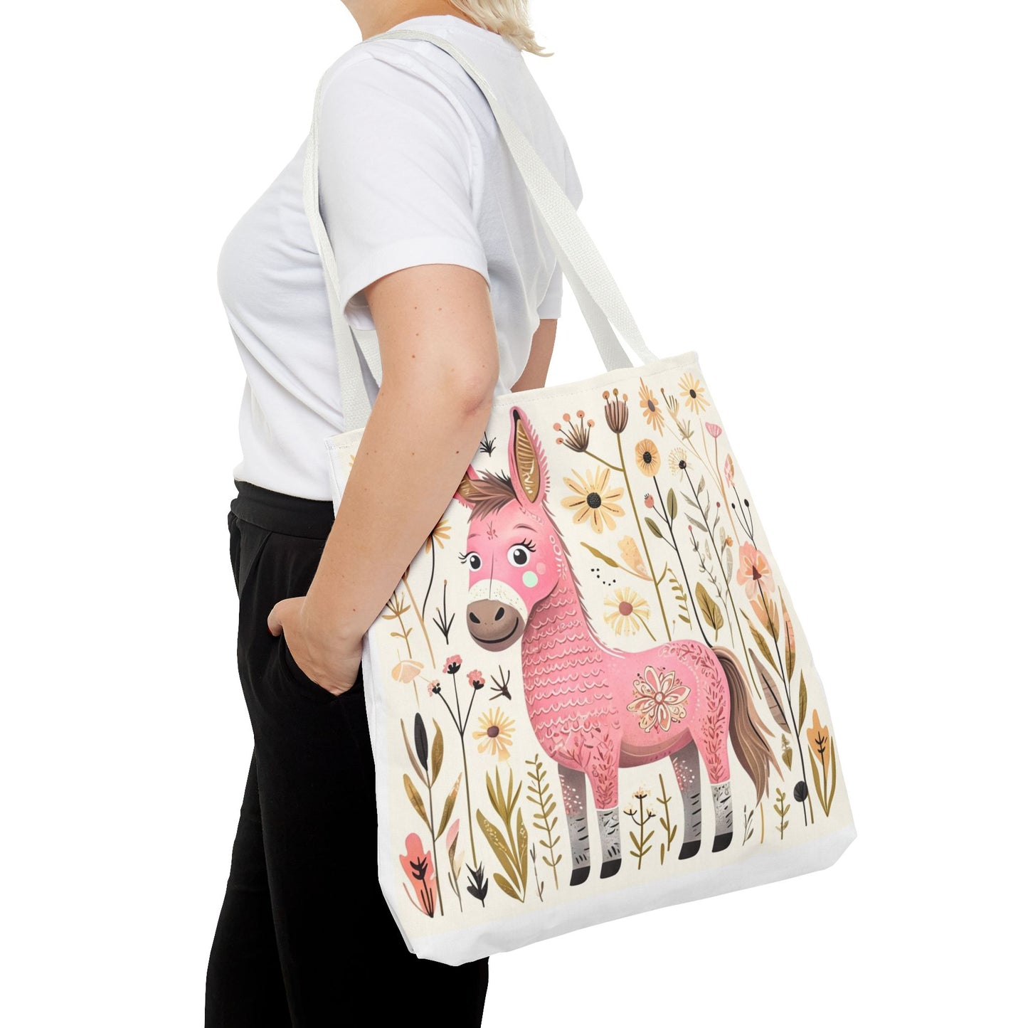Folk Art Donkey Tote Bag for Animal Lovers | Fun & Stylish Shopping Bag