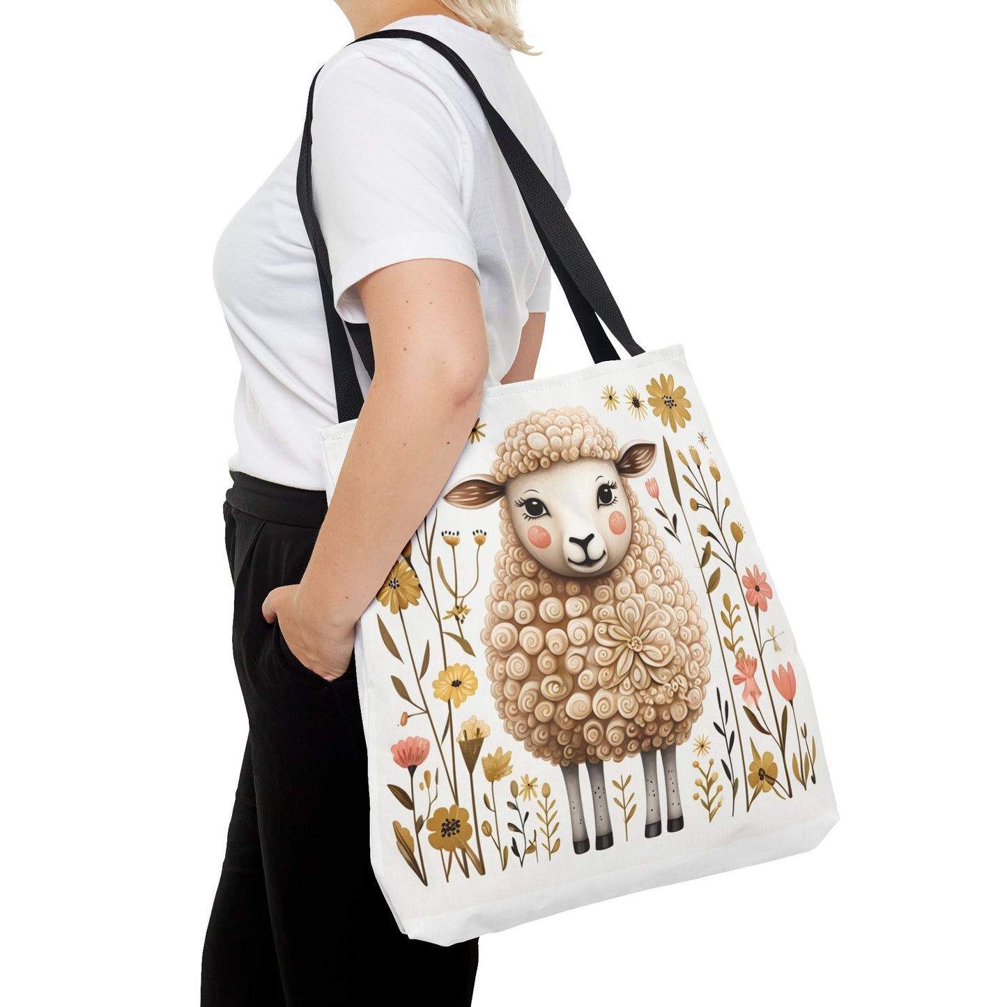 Folk Art Sheep Tote Bag for Animal Lovers | Fun & Stylish Shopping Bag