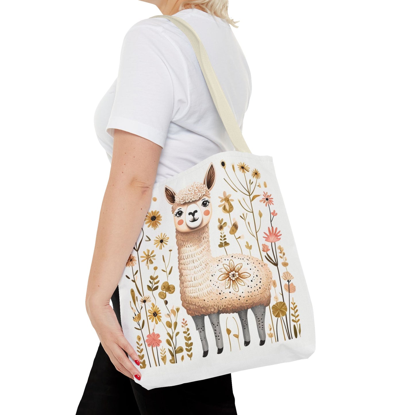 Folk Art Alpaca Tote Bag for Animal Lovers | Fun & Stylish Shopping Bag