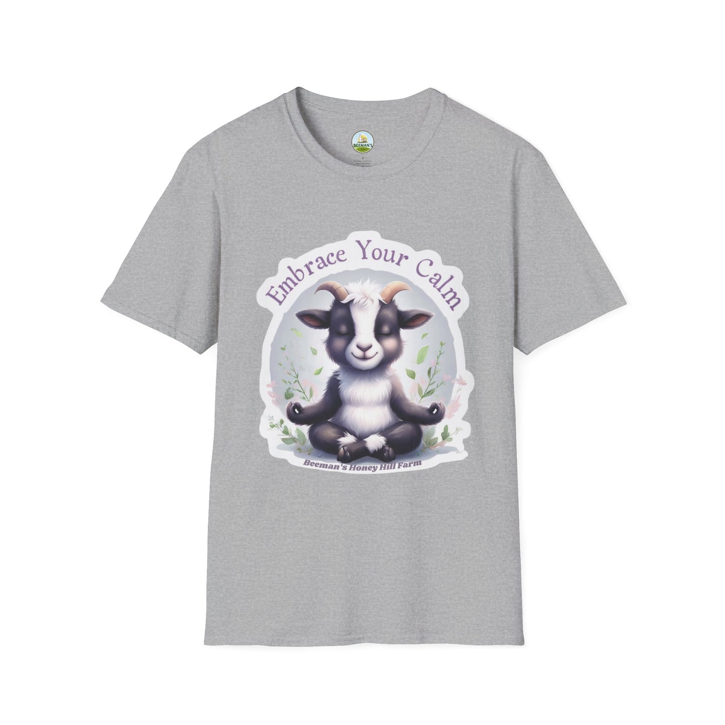Goat T-Shirt - Beeman's Honey Hill Farm Embrace Your Calm Design