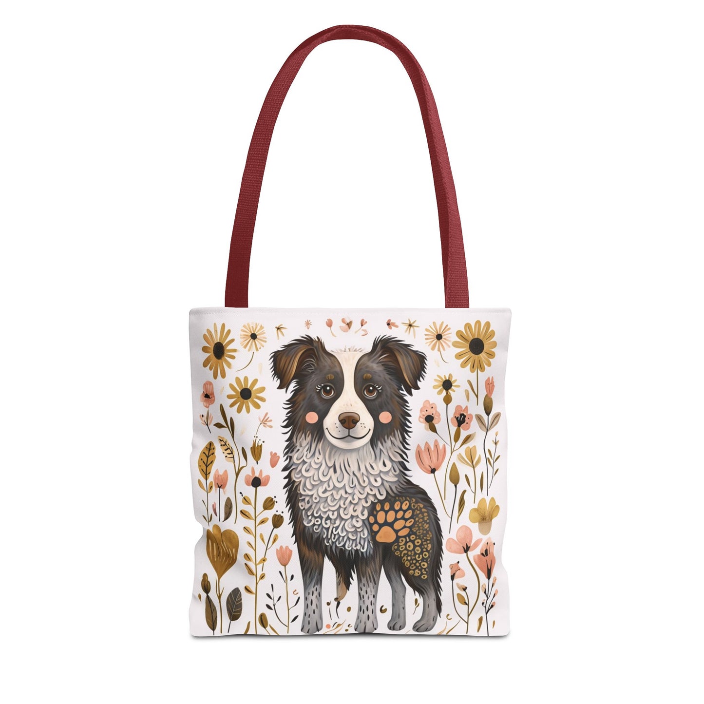 Folk Art Border Collie Tote Bag for Animal Lovers | Fun & Stylish Shopping Bag