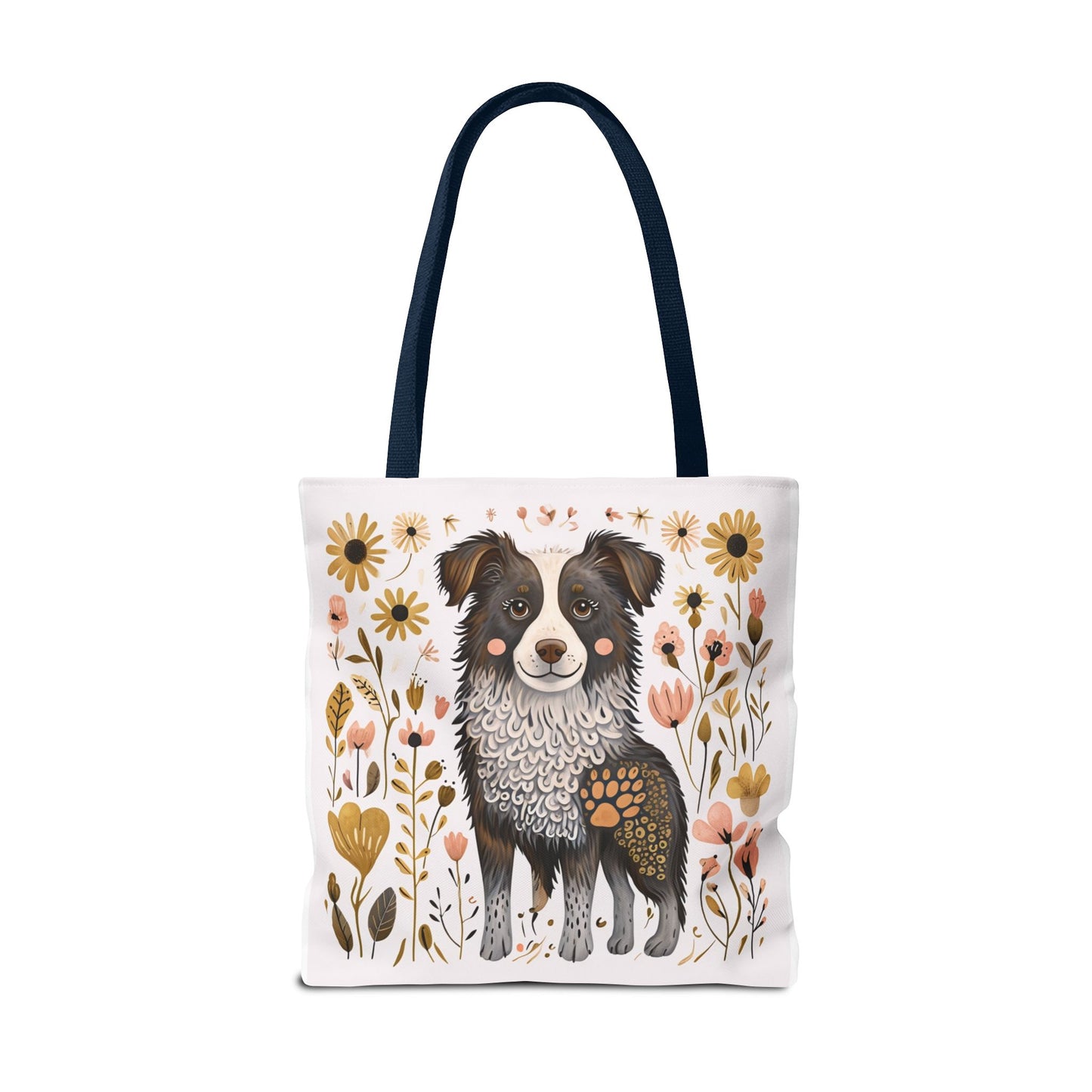Folk Art Border Collie Tote Bag for Animal Lovers | Fun & Stylish Shopping Bag