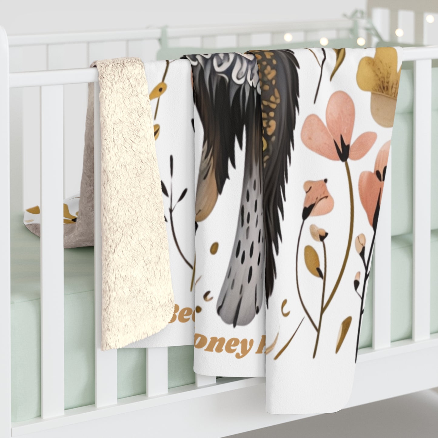 Border Collie Cozy Sherpa Fleece Blanket with Floral Design - Perfect for Home Decor and Gifting